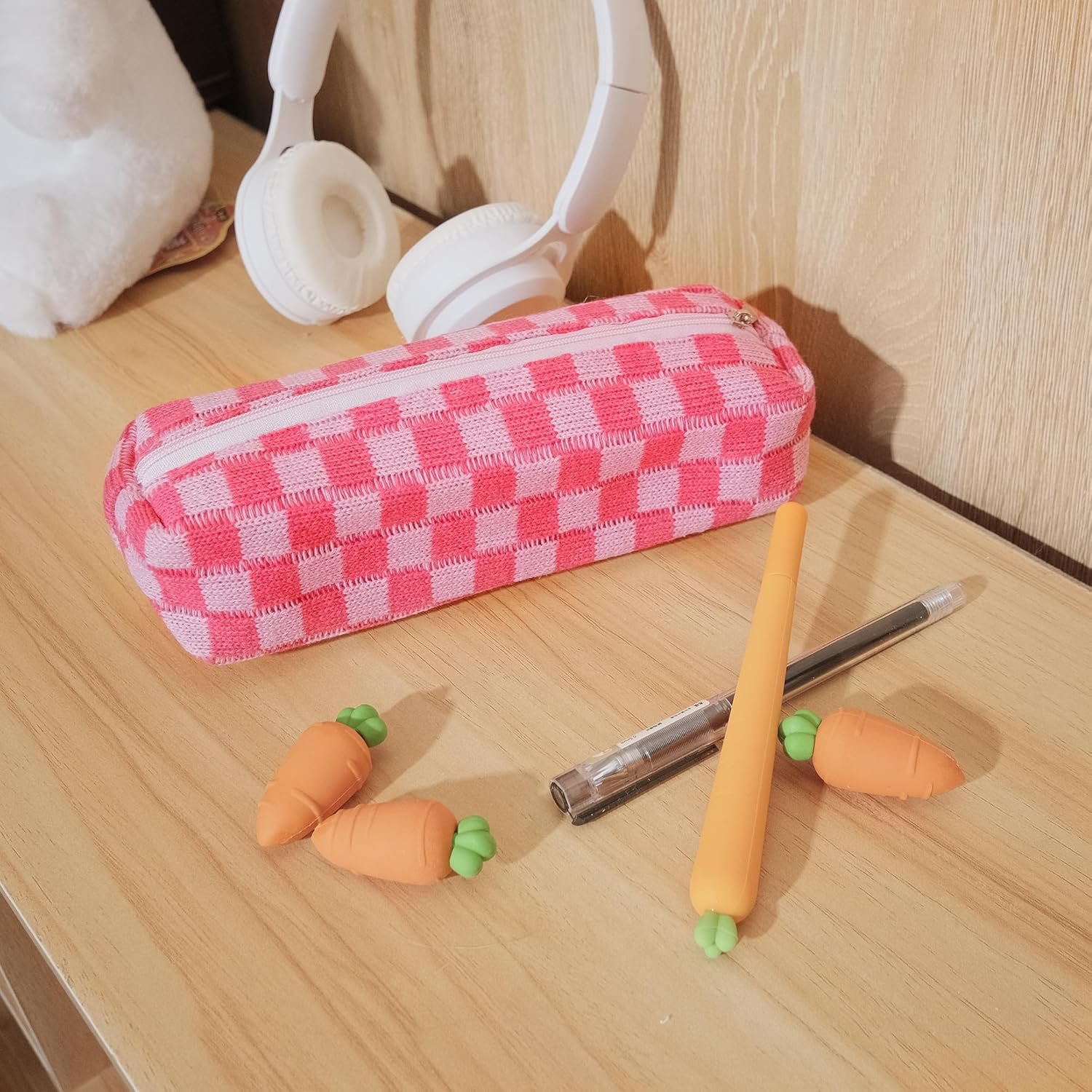 Custom Logo Pencil Case Pen Organizer Pouch Bag Holder Box for Office College School Makeup Cosmetic Storage Aesthetic Cute for Girls Boys Kids Private Label Pink Manufacturer