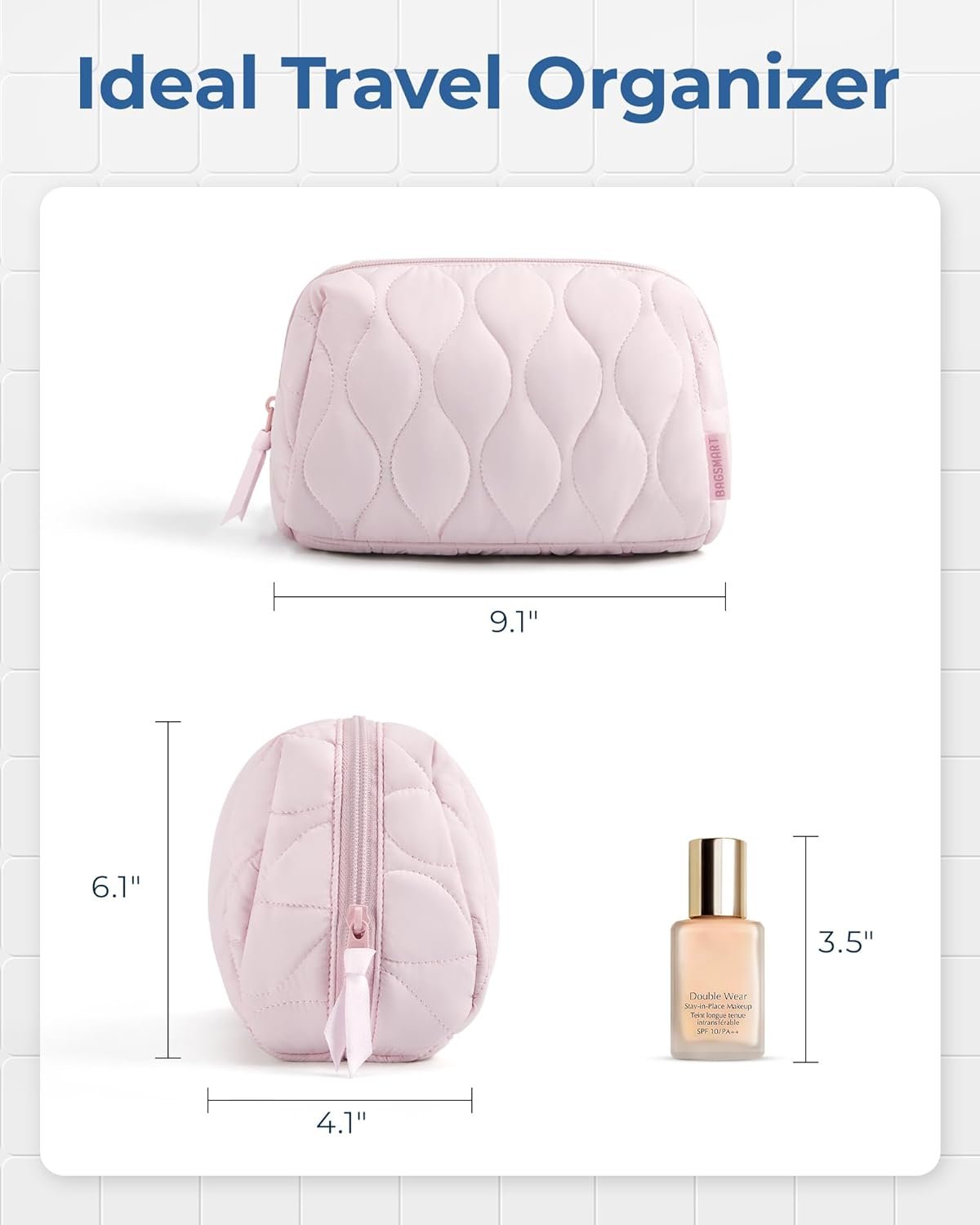 Custom Logo Puffy Padded Makeup Bag Travel Cosmetic Organizer Private Label Case Wide-Open Pouch Purse for Women Toiletries Accessories Brushes Beige Manufacturer