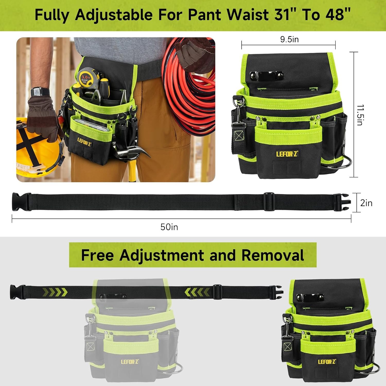 Custom Logo Magnetic 14-Pocket Tool Belt Pouch Detachable Adjustable Utility Work Apron for Electricians Carpenters Construction Men Private Label Supplier Black-Green Custom Logo Magnetic 14-Pocket Tool Belt Pouch Detachable Adjustable Utility Work Apron for Electricians Carpenters Construction Men Private Label Supplier Black-Green