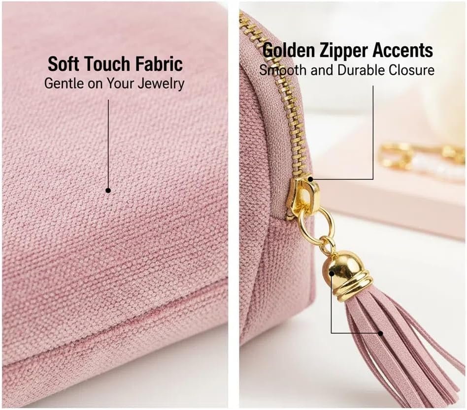 Private Label Mini Travel Jewelry Organizer Pouch with Zipper Custom Logo Small Portable Velvet Case for Earrings Rings Bracelets Gift for Women Blue Supplier