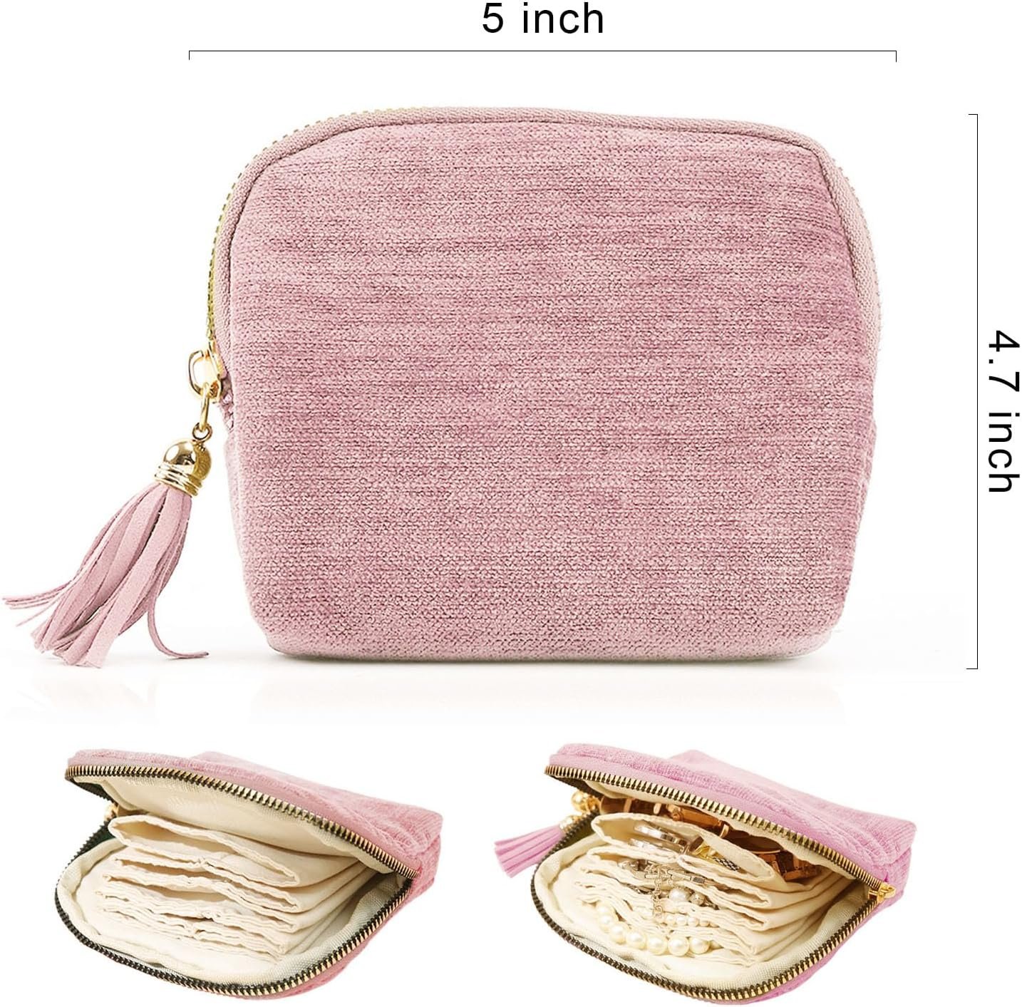 Private Label Mini Travel Jewelry Organizer Pouch with Zipper Custom Logo Small Portable Velvet Case for Earrings Rings Bracelets Gift for Women Blue Supplier