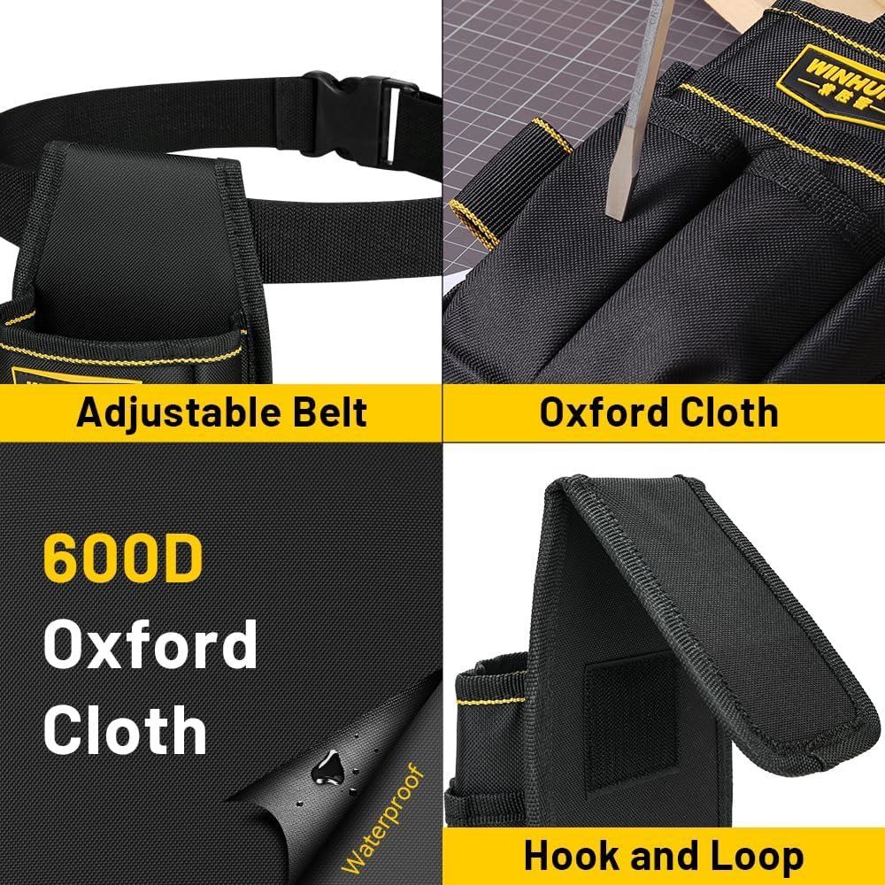 Private Label Electrician Tool Pouch with Belt 600D Oxford Cloth Custom Logo 15 Pockets 10 x 4.9 x 1.4 inches Black Manufacturer
