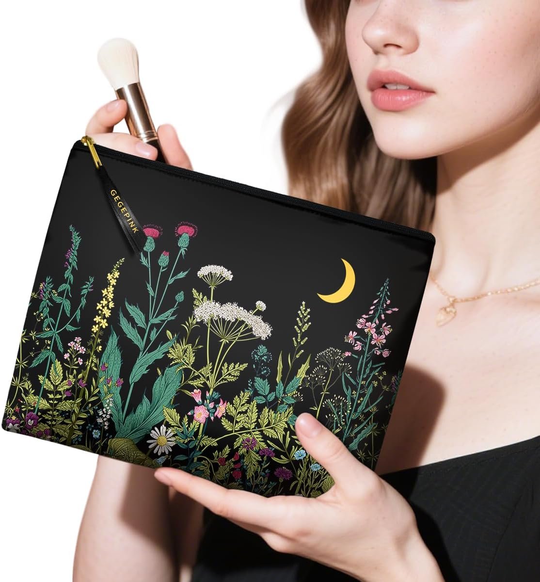 Custom Logo Cute Waterproof Makeup Bag for Purse Private Label Cosmetic Bags for Women Funny Smooth Zipper Travel Toiletry Pouch 10x8 Inches Wildflowers Supplier