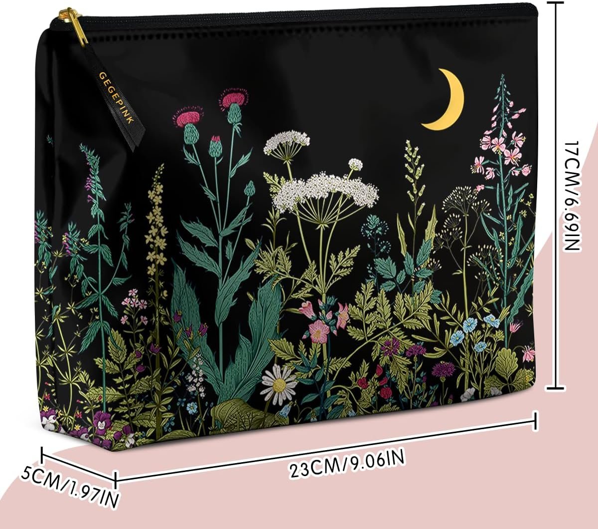 Custom Logo Cute Waterproof Makeup Bag for Purse Private Label Cosmetic Bags for Women Funny Smooth Zipper Travel Toiletry Pouch 10x8 Inches Wildflowers Supplier