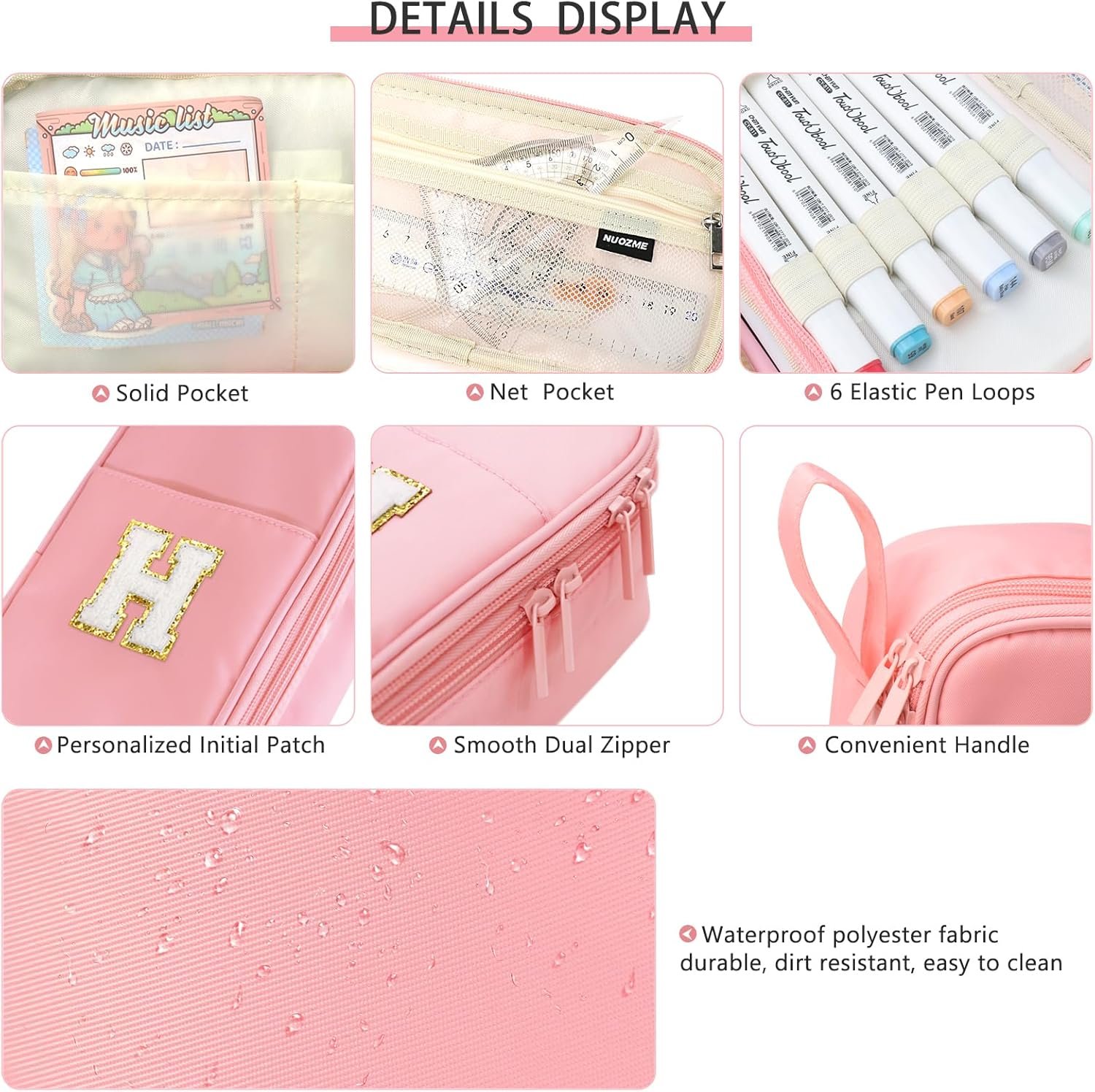 Private Label Extra Large Big Capacity Pencil Case Custom Logo Personalized Initial Pouch with Smooth Zipper Multiple Pockets Cute Aesthetic Stationery Pen Case for Teen Girls College Pink A Manufacturer