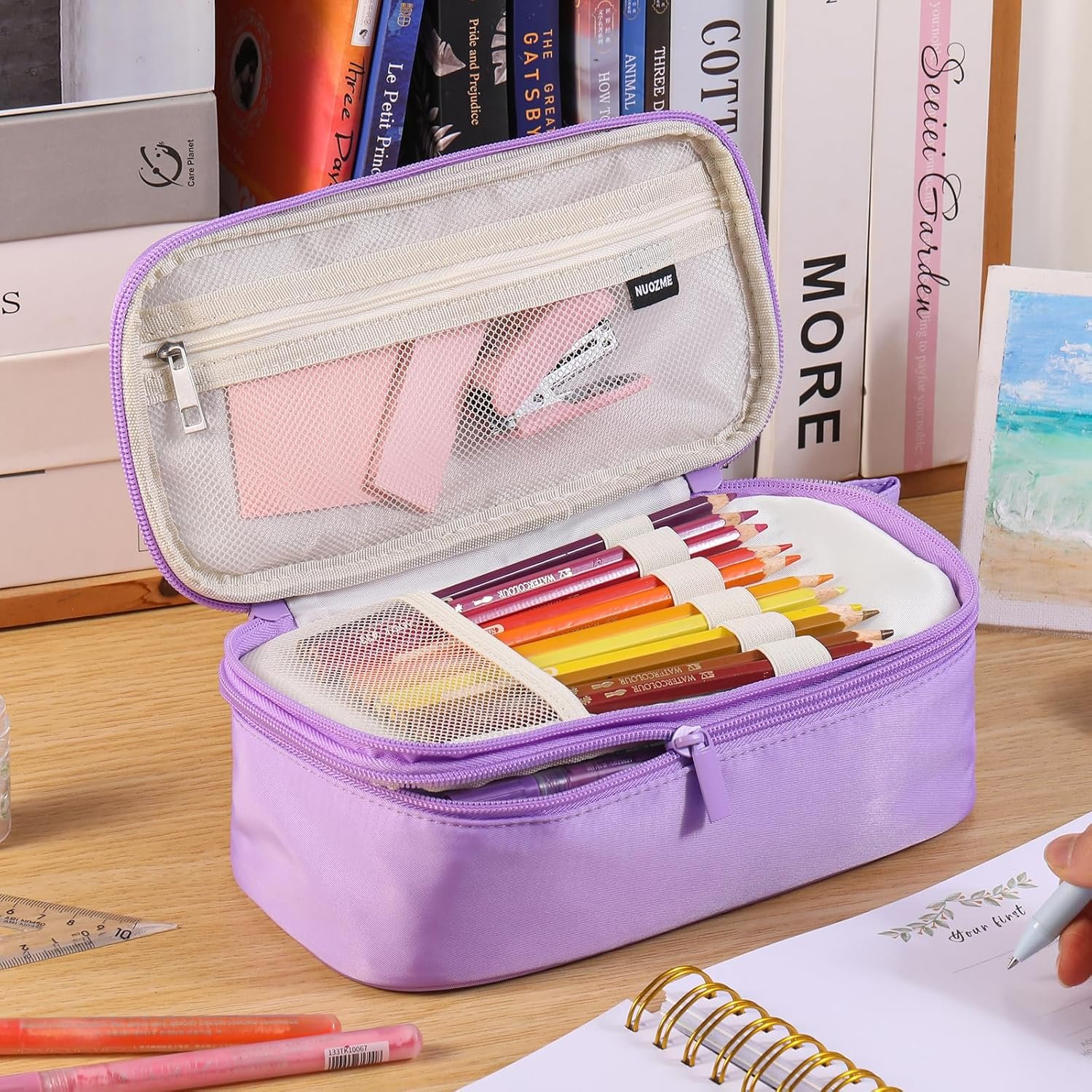 Private Label Extra Large Big Capacity Pencil Case Custom Logo Personalized Initial Pouch with Smooth Zipper Multiple Pockets Cute Aesthetic Stationery Pen Case for Teen Girls College Pink A Manufacturer