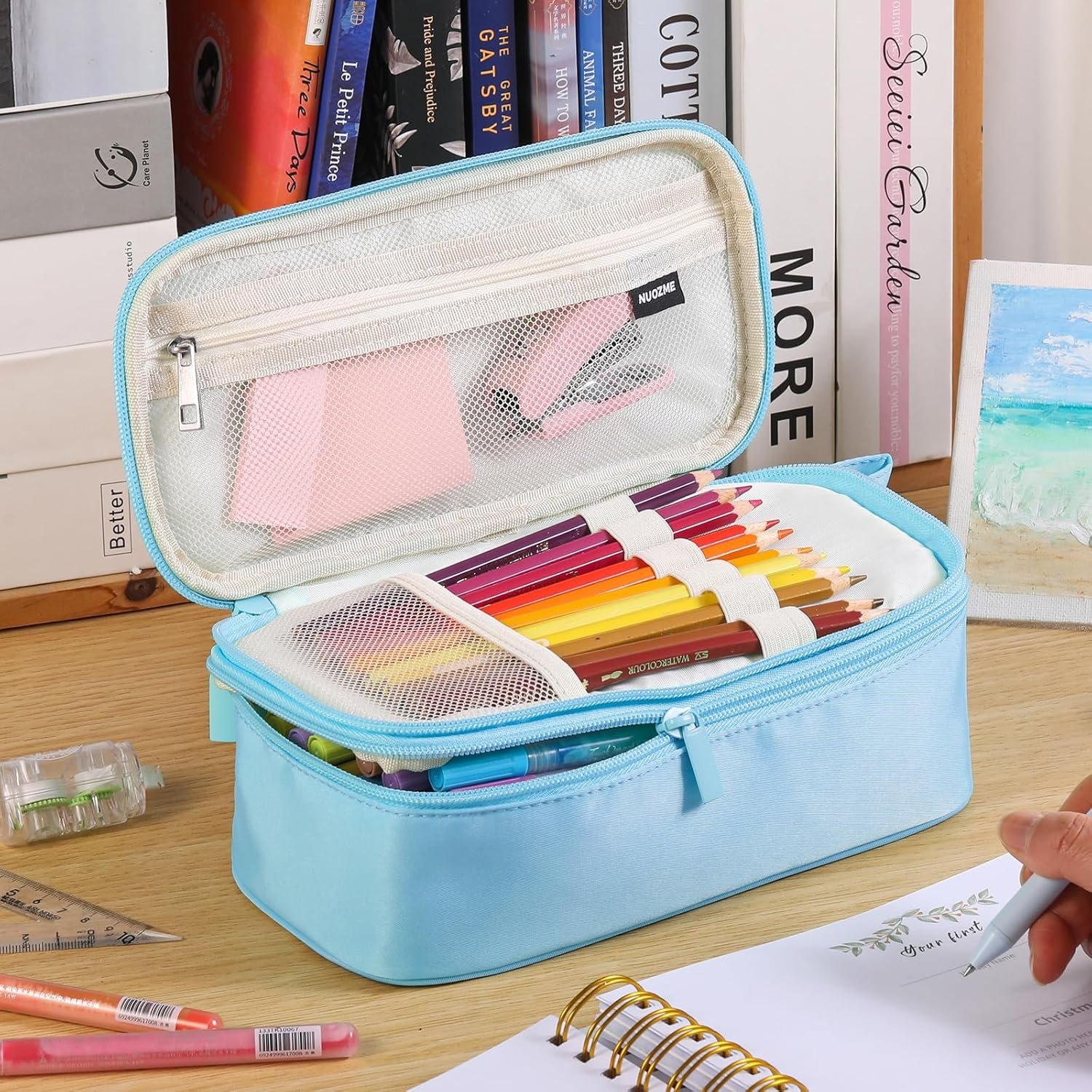 Private Label Extra Large Big Capacity Pencil Case Custom Logo Personalized Initial Pouch with Smooth Zipper Multiple Pockets Cute Aesthetic Stationery Pen Case for Teen Girls College Pink A Manufacturer