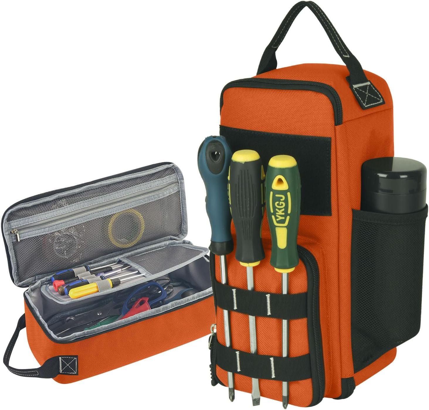 Private Label 12.6" Waterproof Heavy Duty Small Tool Bag Pouch for Men Multiple Pockets Zipper Portable Handle Organizer Custom Logo Manufacturer Orange