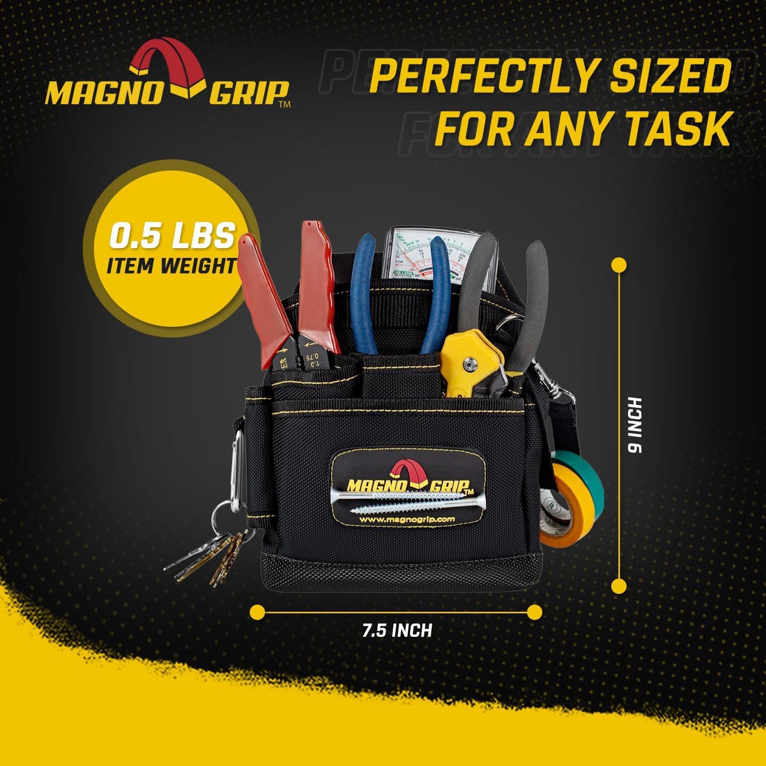 Private Label 9-Pocket Magnetic Tool Pouch - Custom Logo Heavy-Duty 1680D Ballistic Polyester Durable Water-Resistant Tool Belt Pouch with Magnetic Storage for Carpenters Electricians DIY Enthusiasts - Black Manufacturer