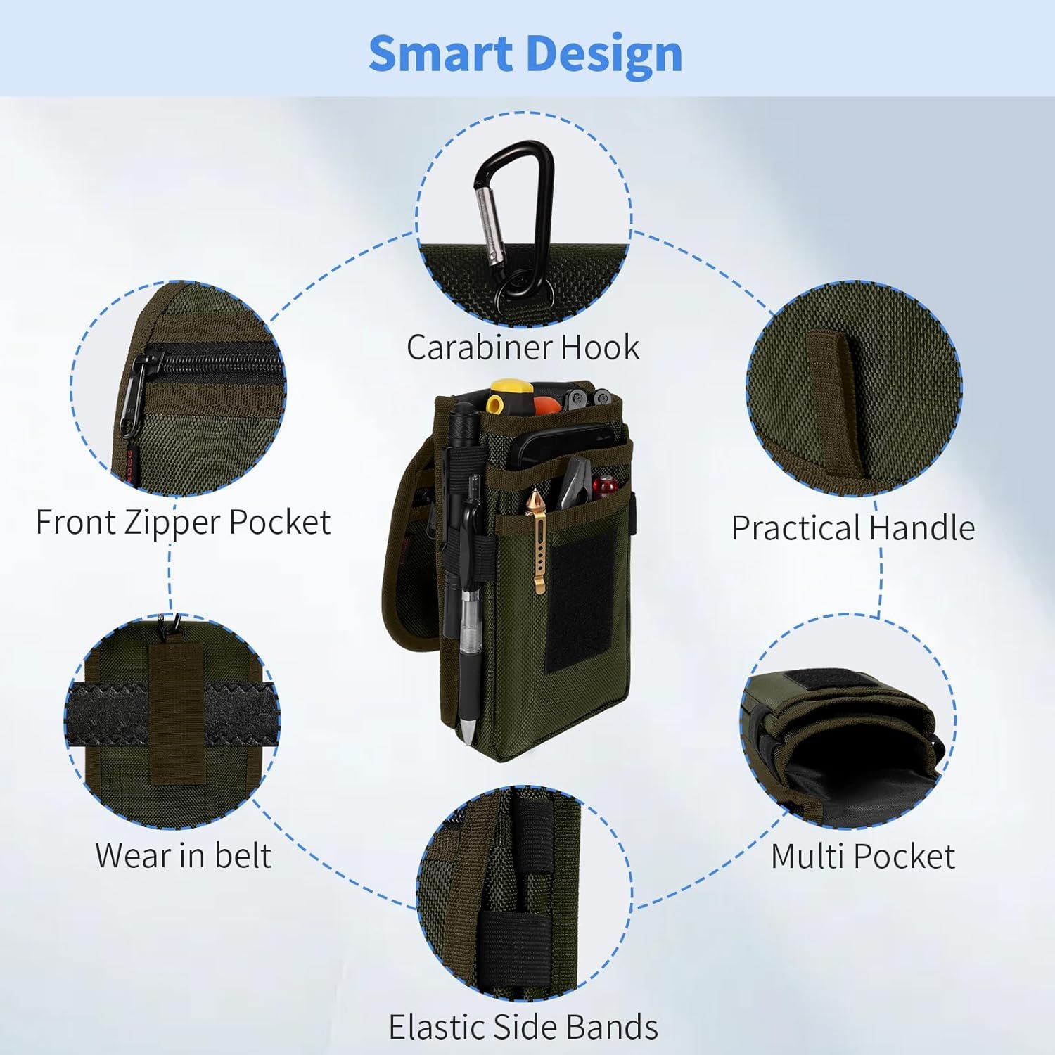 Private Label Belt Tool Pouch Multitool Organizer Electrician Holster Custom Logo Nylon Tactical Pocket Attachment Utility Sheath Bag Tradesman Pro Maintenance Tool Sleeve Manufacturer for EDC Gears Cellphone