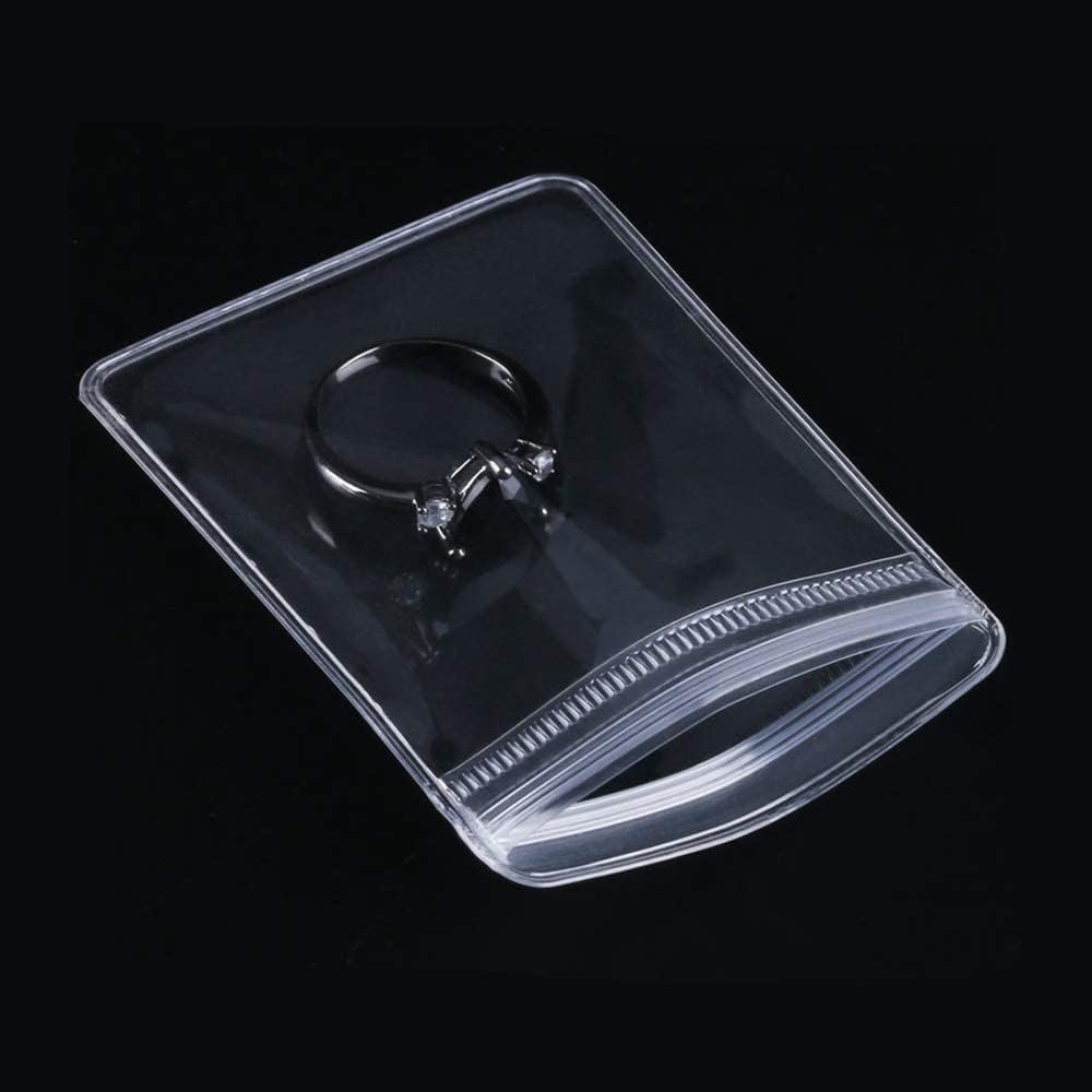 Private Label 100pcs Small Size Clear PVC Transparent Zip Lock Dust Proof Airtight Jewelry Storage Bags Manufacturer Self Seal Pouches for Rings Earrings Bracelets Custom Logo