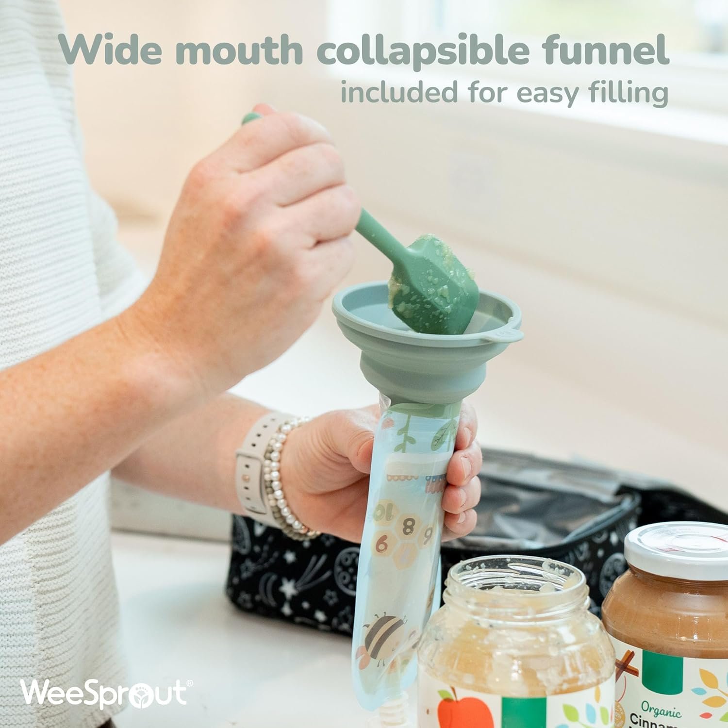 Private Label Double Zipper Reusable Food Pouches with Custom Logo for Babies & Toddlers Freezer & Dishwasher Safe 7 Fl Oz (Pack of 6) + Pouch Filler Manufacturer