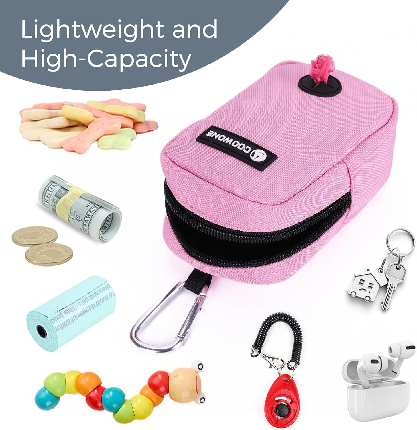 Custom Logo Dog Treat Pouch with Leash Clip, Private Label Small Waterproof Hands-Free Pet Training Treat Bag Manufacturer