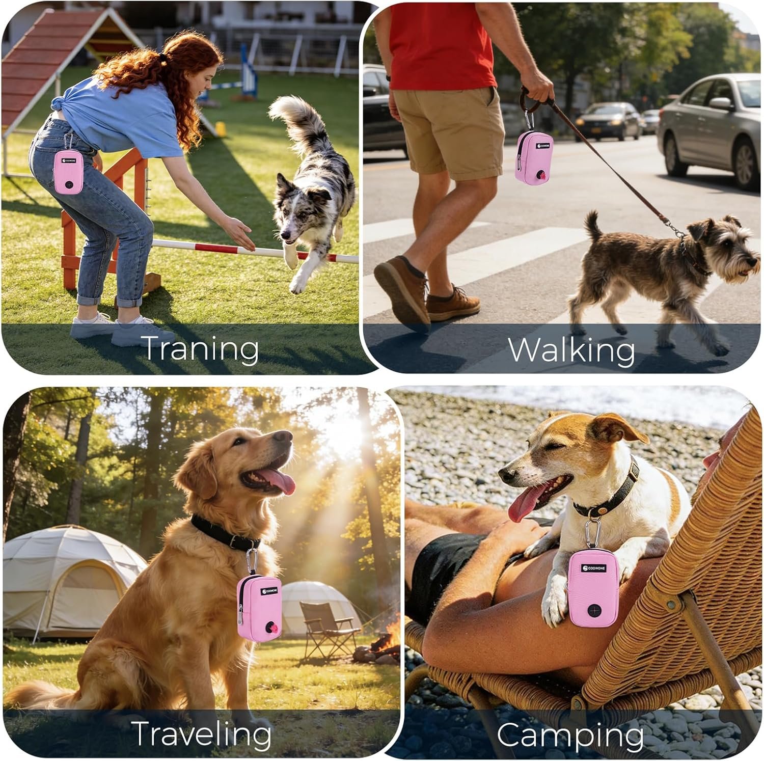 Custom Logo Dog Treat Pouch with Leash Clip, Private Label Small Waterproof Hands-Free Pet Training Treat Bag Manufacturer