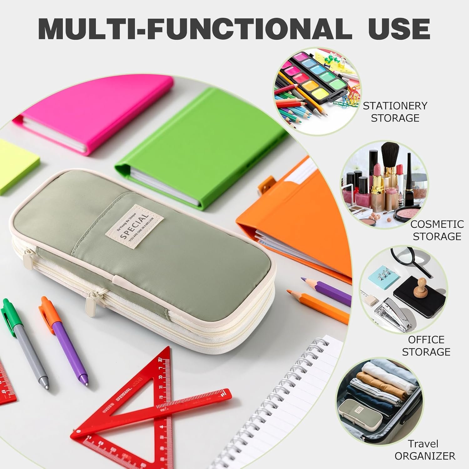 Private Label Large Capacity Pencil Case with Zipper and Custom Logo, Aesthetic Portable Pencil Pouch Stationery Organizer for Teens and Adults, Big Pencil Bag for College Office Travel from Manufacturer