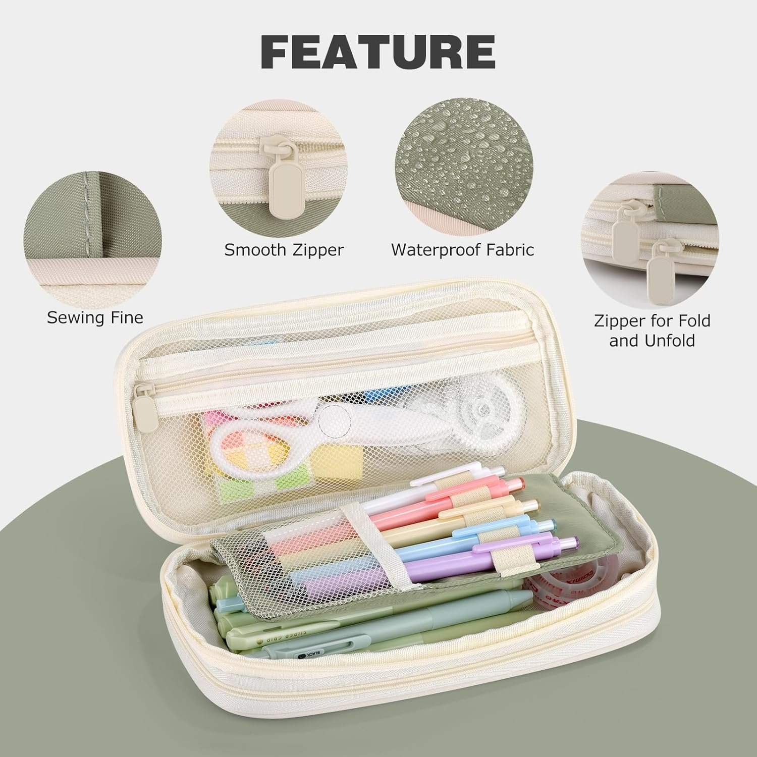 Private Label Large Capacity Pencil Case with Zipper and Custom Logo, Aesthetic Portable Pencil Pouch Stationery Organizer for Teens and Adults, Big Pencil Bag for College Office Travel from Manufacturer