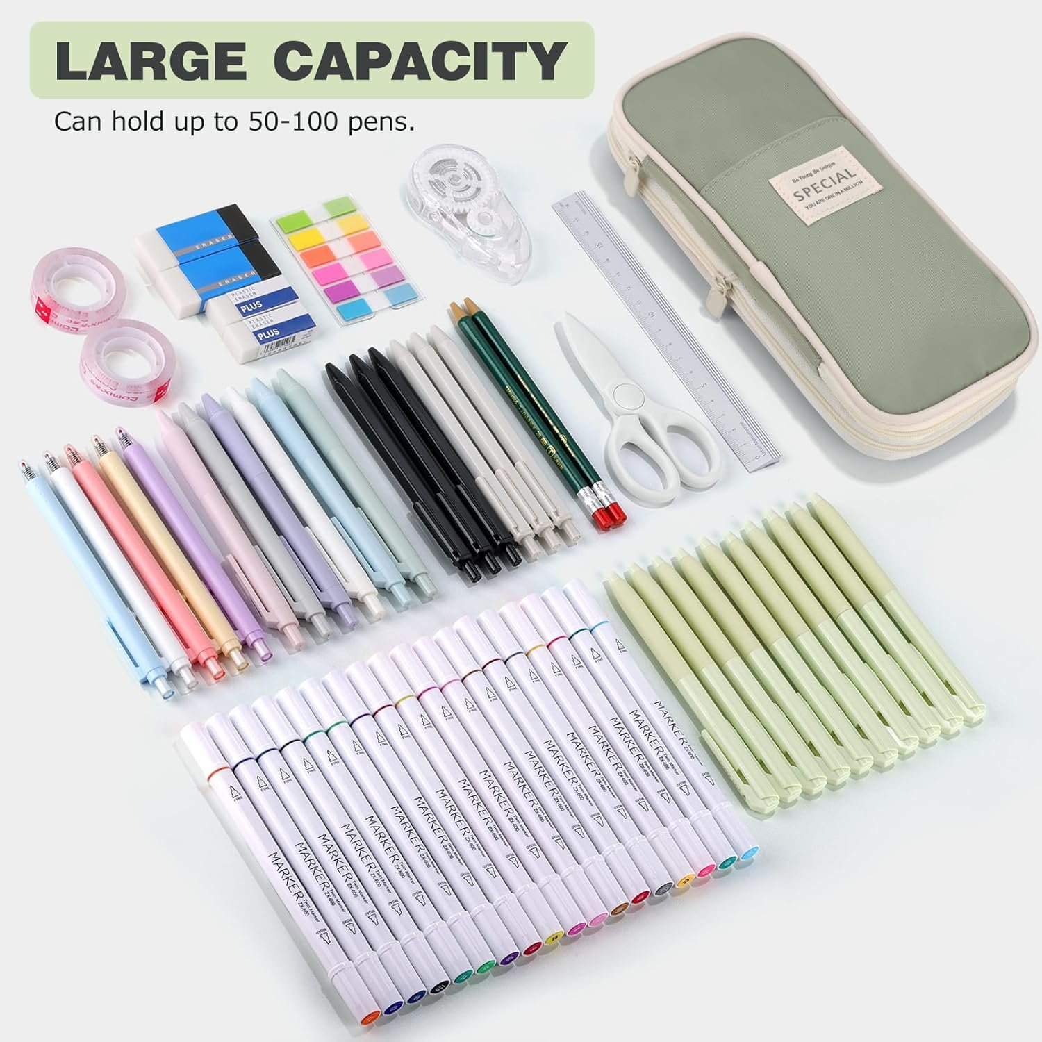 Private Label Large Capacity Pencil Case with Zipper and Custom Logo, Aesthetic Portable Pencil Pouch Stationery Organizer for Teens and Adults, Big Pencil Bag for College Office Travel from Manufacturer