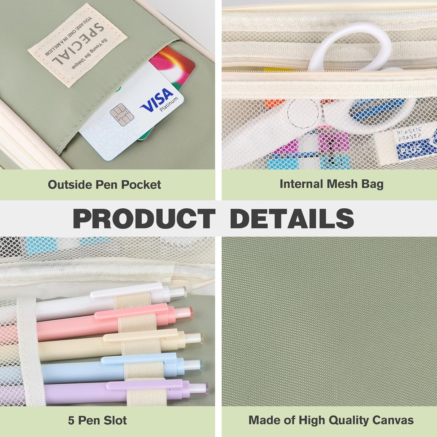 Private Label Large Capacity Pencil Case with Zipper and Custom Logo, Aesthetic Portable Pencil Pouch Stationery Organizer for Teens and Adults, Big Pencil Bag for College Office Travel from Manufacturer