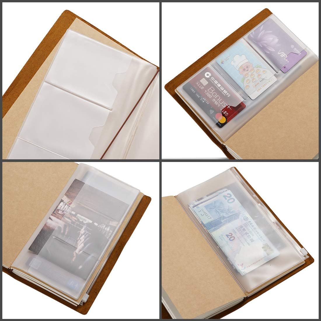 Custom Logo Kraft File Folder with Zipper PVC Pouch Storage Bag Travelers Journal Accessories Pack - Private Label Refills for Standard Size Travelers Notebook by Manufacturer