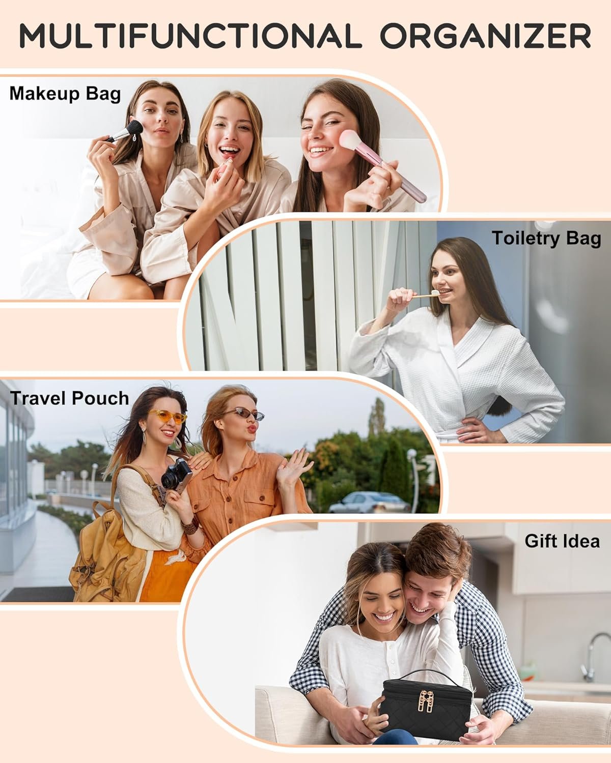 Custom Logo Large Travel Makeup Bag with Separate Brush Compartment Private Label Double Layer Cosmetic Toiletry Organizer Manufacturer - Black Custom Logo Large Travel Makeup Bag with Separate Brush Compartment Private Label Double Layer Cosmetic Toiletry Organizer Manufacturer - Black