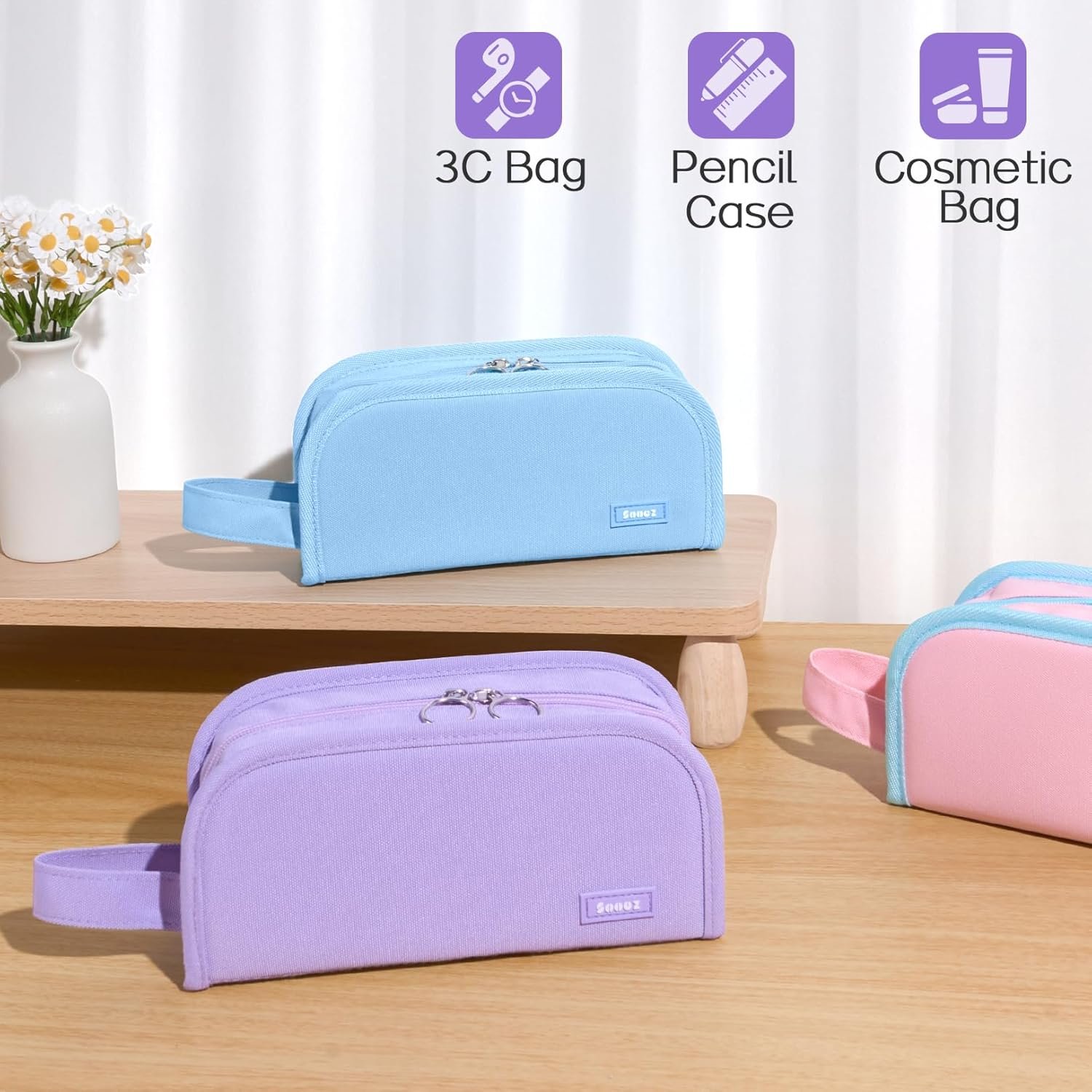 Private Label Wide Opening Large Capacity Pencil Case Custom Logo Pencil Pouch Organizer Aesthetic School Supplies Stationery Marker Makeup Bag Manufacturer