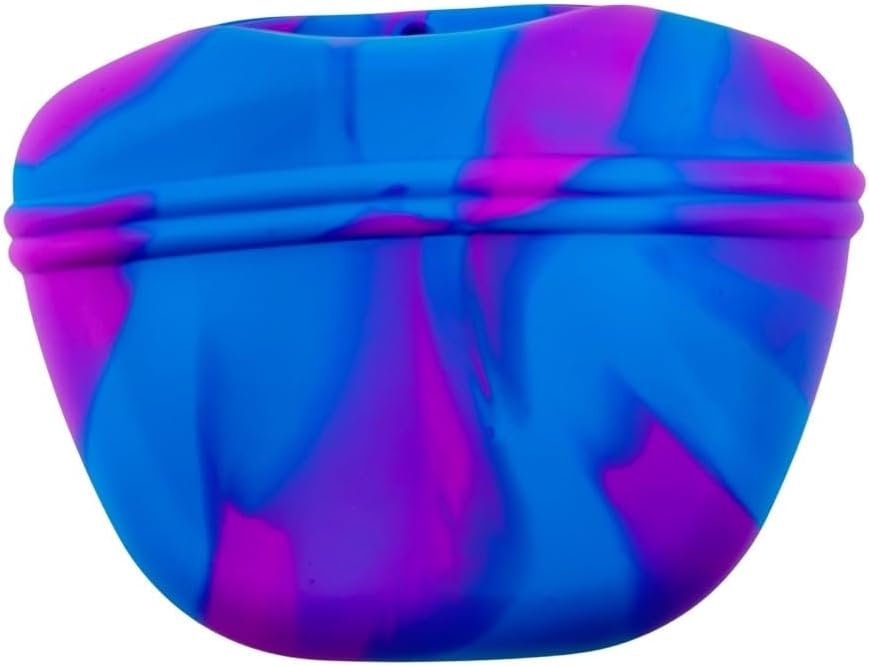 Custom Logo Clip-On Silicone Dog Treat Pouch Magnetic Closure Hands-Free Private Label Training Bag Manufacturer for Walks Obedience Agility Dog Training Accessories (Blue Swirl)