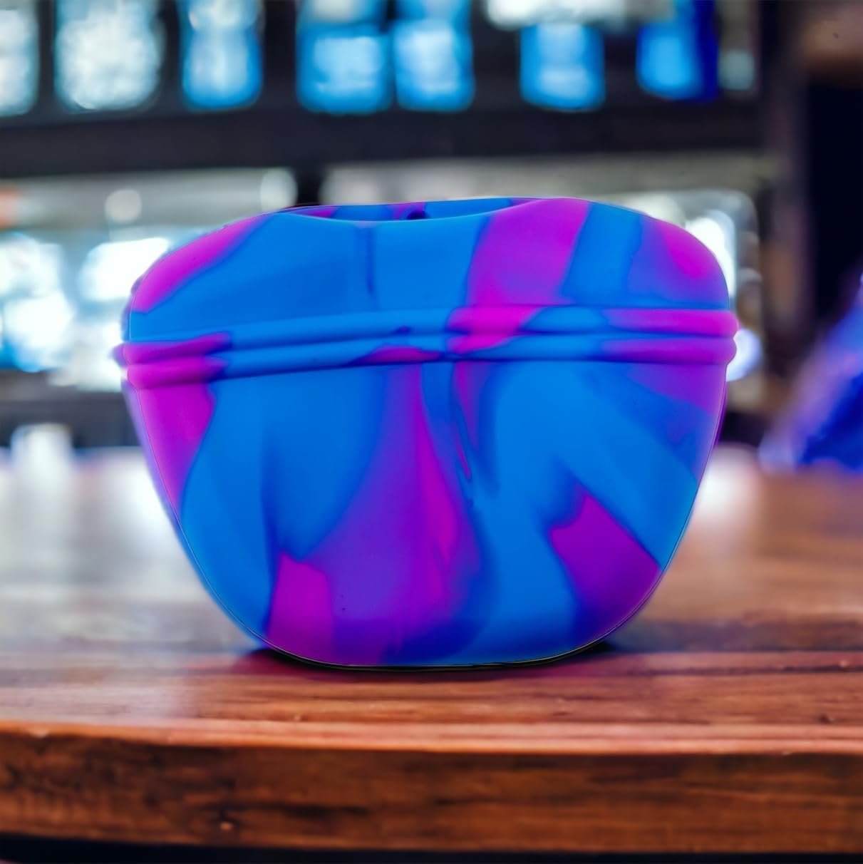 Custom Logo Clip-On Silicone Dog Treat Pouch Magnetic Closure Hands-Free Private Label Training Bag Manufacturer for Walks Obedience Agility Dog Training Accessories (Blue Swirl)