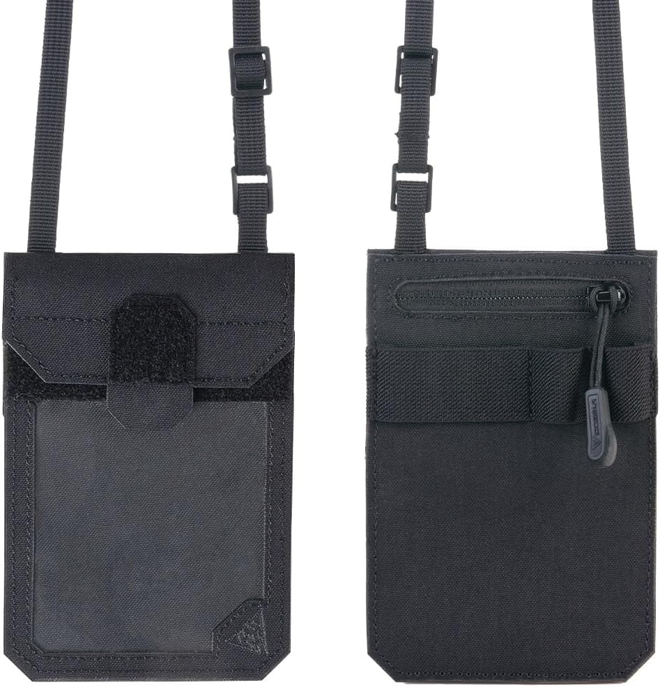 Private Label Tactical ID Card Holder Visual Surface EDC Pouch Custom Logo with Zipper Pocket Badge Credit Card Organizer Holster Neck Lanyard Hanging Hook Loop Closure Manufacturer