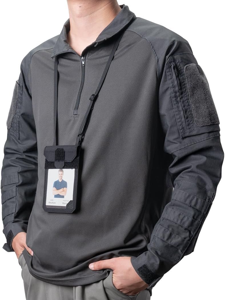 Private Label Tactical ID Card Holder Visual Surface EDC Pouch Custom Logo with Zipper Pocket Badge Credit Card Organizer Holster Neck Lanyard Hanging Hook Loop Closure Manufacturer