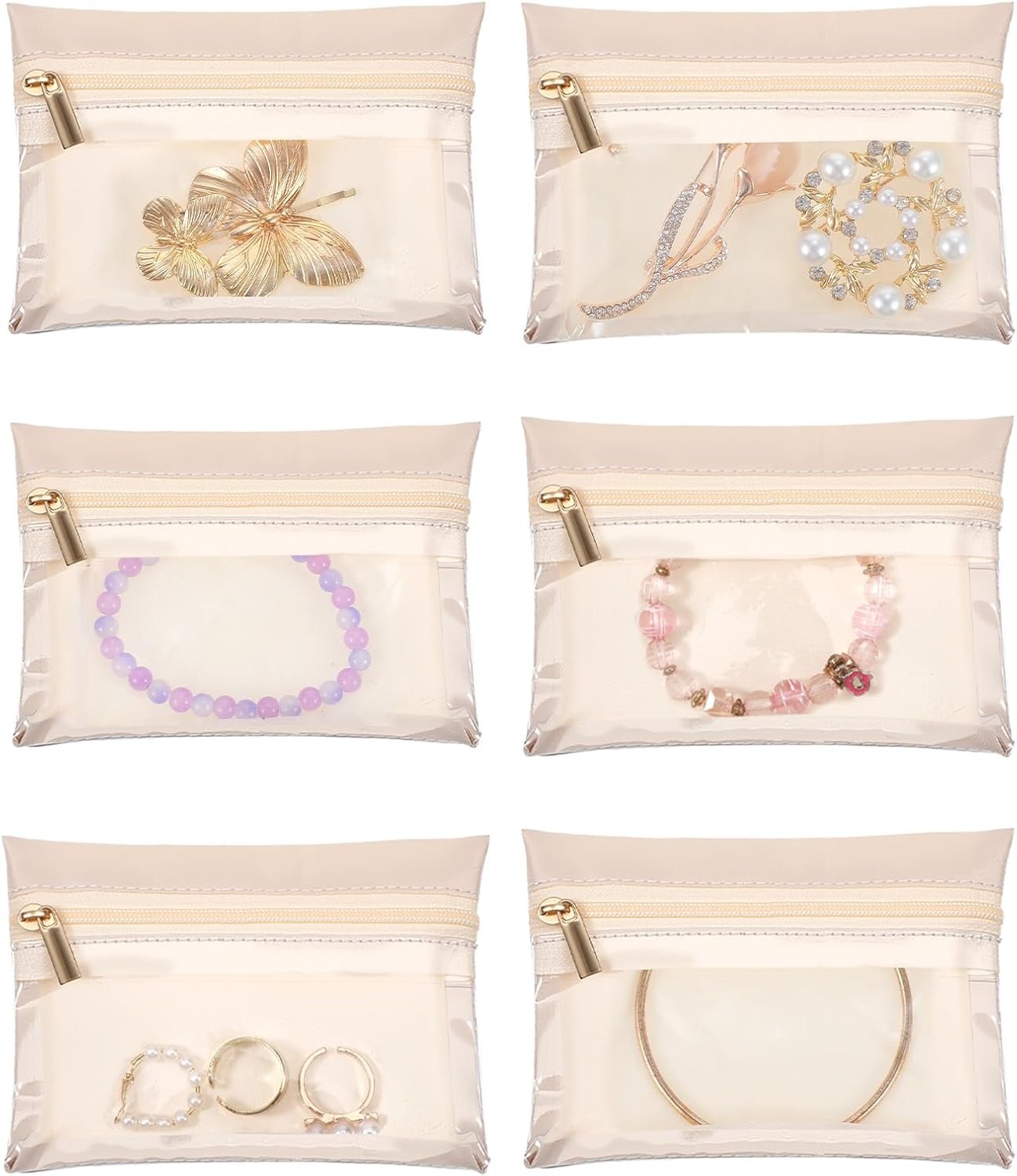 Custom Logo 40 Pcs Bulk Travel Jewelry Pouches Private Label Flannel Clear Portable Velvet Silk Small Zipper Pocket Organizers Makeup Bags Manufacturer for Rings Bracelets Earrings Necklaces