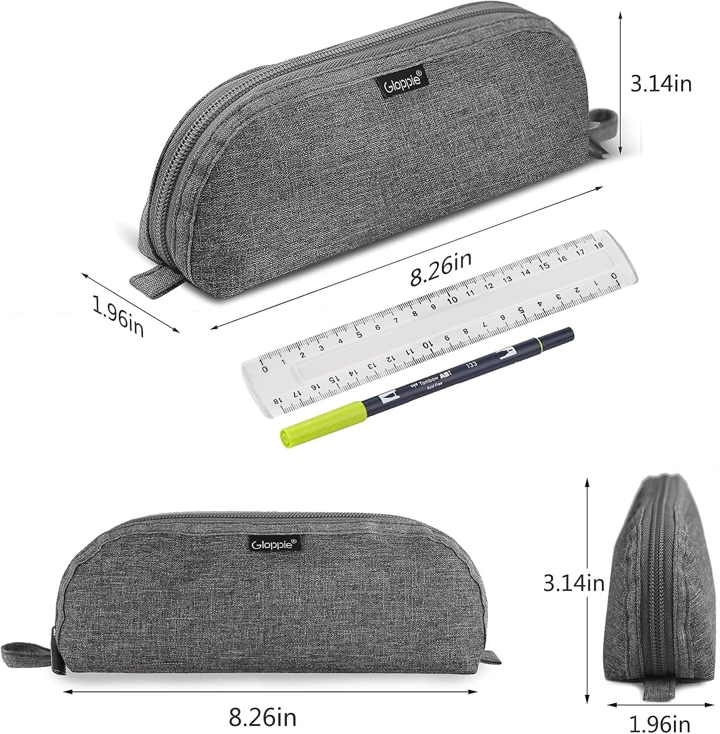 Factory Practical Pencil Pouch - Custom Logo Small Pencil Case Aesthetic Simple Pen Bag Grey Pen Holder Private Label Back to School Supplies for Girls Boys