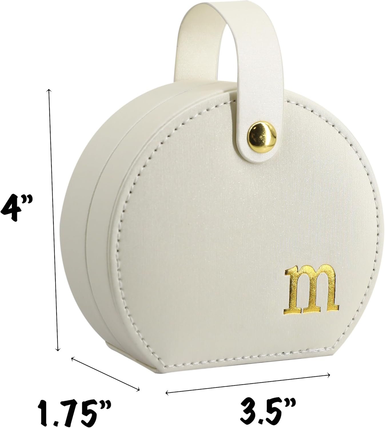 Private Label Travel Jewelry Case with Custom Logo, Elegant Half-Moon Design with Gold Monogram & Detachable Handle by Manufacturer - Personalized Accessory Organizer Gift for Fashion-Forward Women and Teens (m)