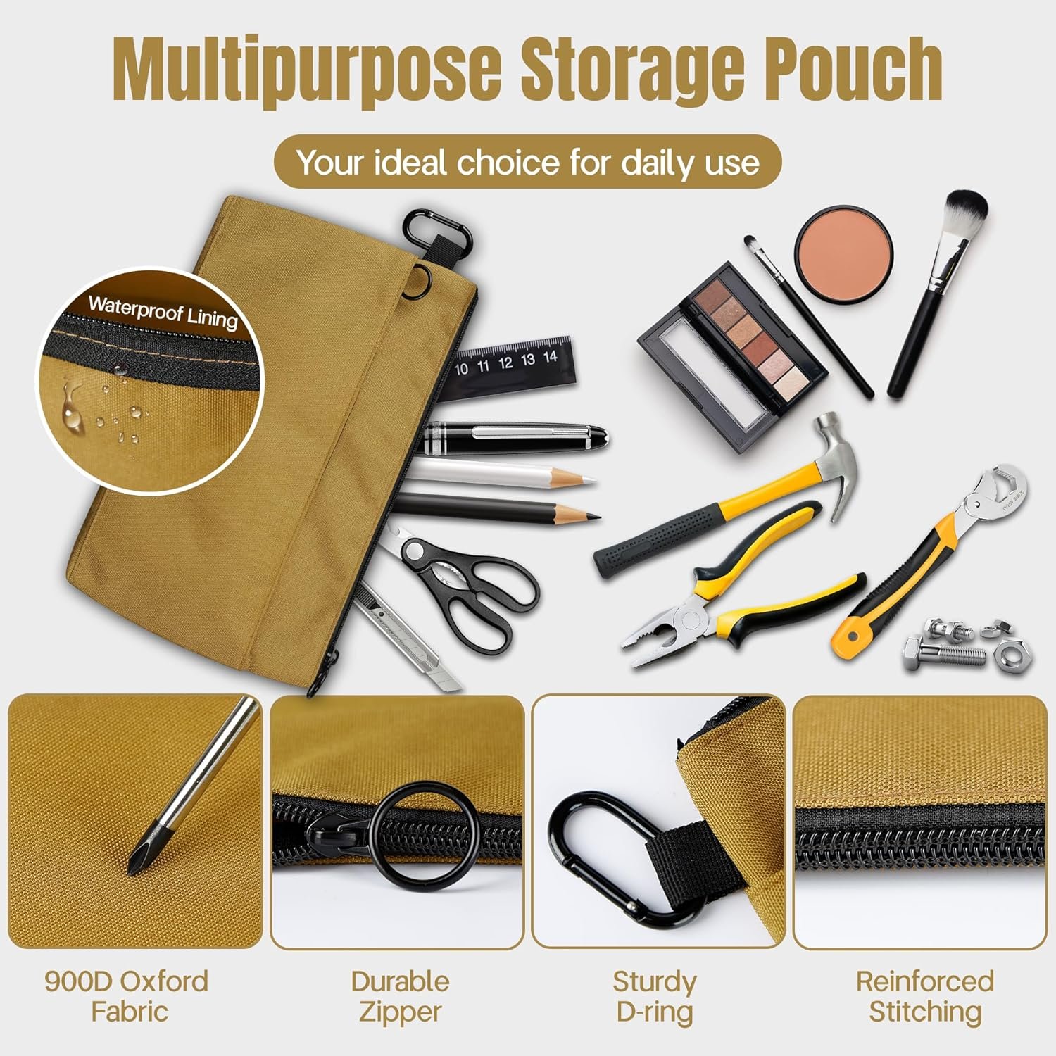 Private Label 4 Pack Small Tool Pouch Bag Durable Water-Resistant Portable Organizer with Zipper Pocket Ring Clip Custom Logo 4 Colors Supplier for Electrician Carpenter Home Repair DIY Tools Accessories