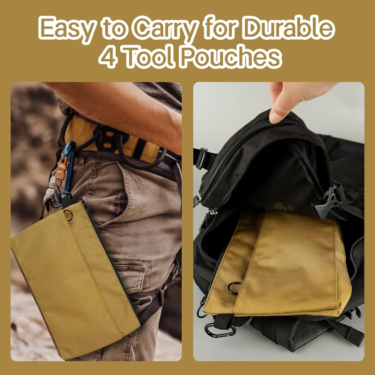 Private Label 4 Pack Small Tool Pouch Bag Durable Water-Resistant Portable Organizer with Zipper Pocket Ring Clip Custom Logo 4 Colors Supplier for Electrician Carpenter Home Repair DIY Tools Accessories