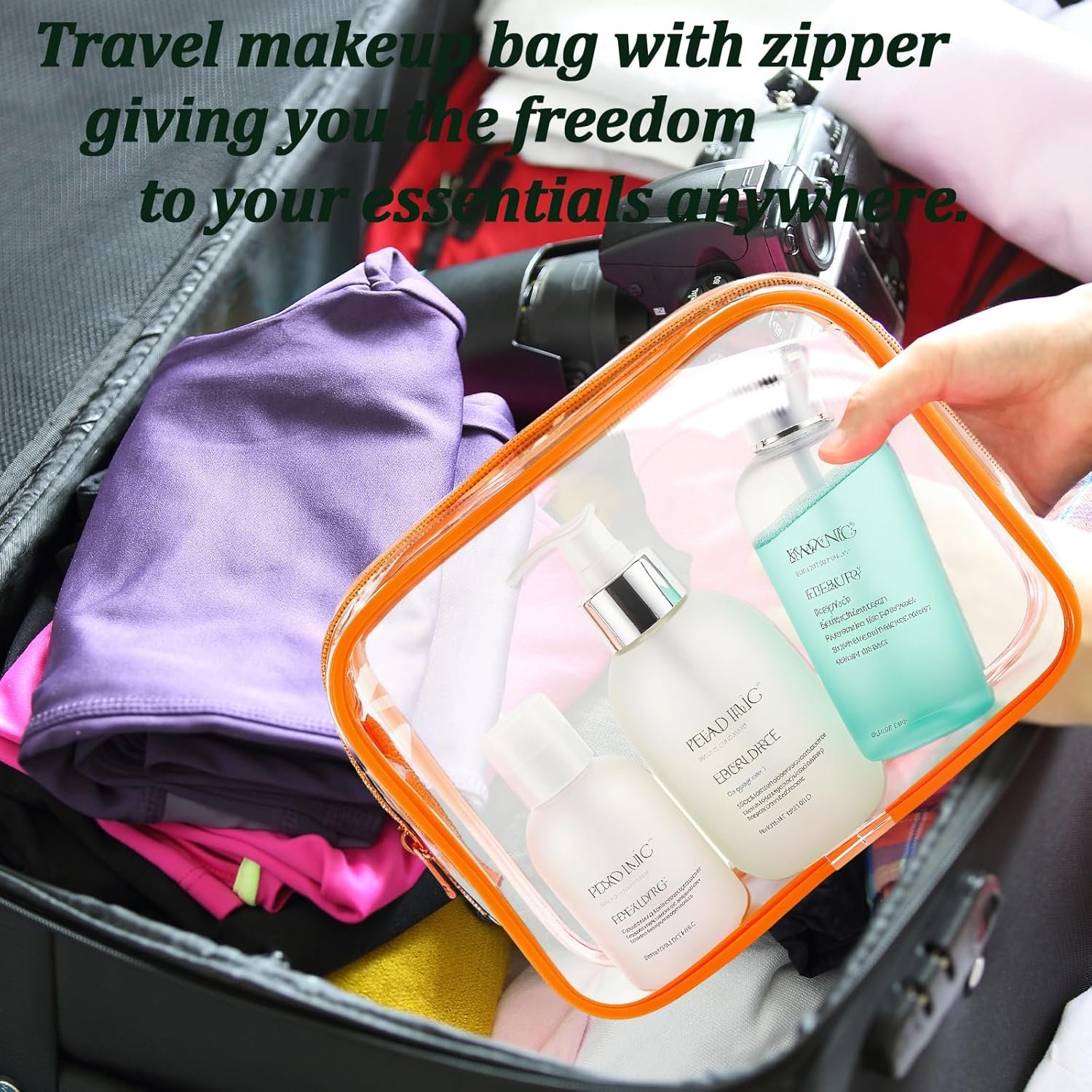 Private Label 6 Pieces Clear Makeup Bags Bulk TSA Approved PVC Toiletry Pouches with Zipper Manufacturer Waterproof Vinyl Plastic Organizer Cases Custom Logo for Women Carry-on Travel Essentials