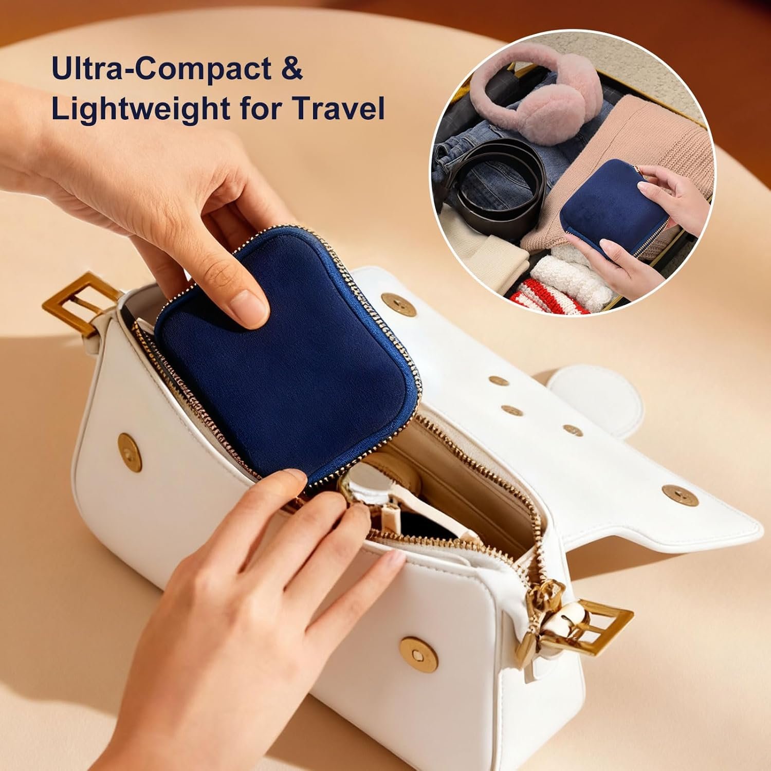 Private Label Double-Zip Travel Jewelry Pouch, Custom Logo Multi-Compartment Organizer Bag with Soft Velvet for Rings Earrings Bracelets, Small Manufacturer Jewelry Case - Blue Flexible Gift for Women