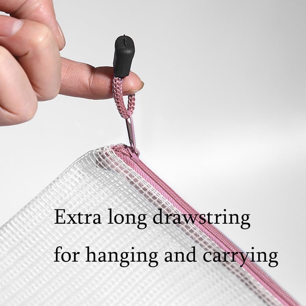 Private Label Mesh Zipper Pouch A3 File Bag Storage Organizer Waterproof Pink Custom Logo 17