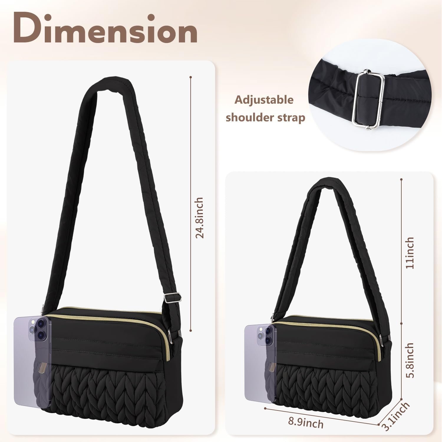 Private Label Mini Crossbody Bags for Women with Custom Logo Small Puffy Cell Phone Purse Manufacturer