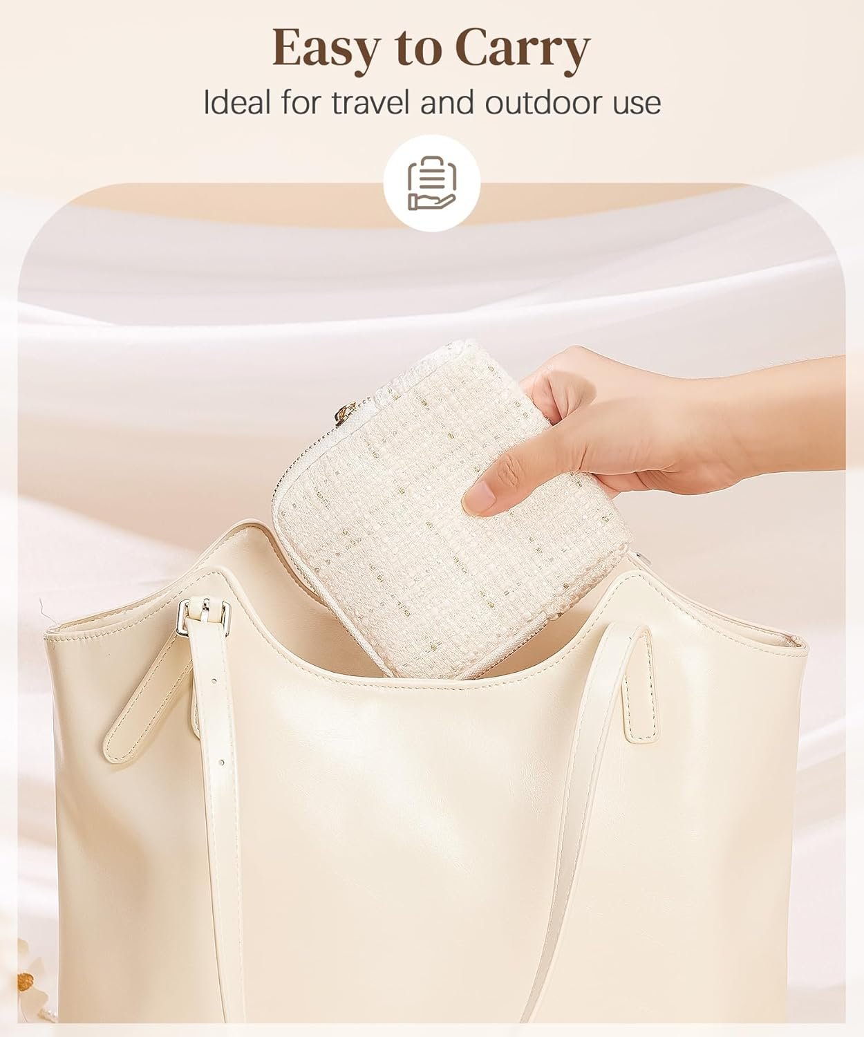 Private Label Women's Travel Jewelry Case Soft Bag with 5 Pouches for Rings Earrings Necklaces Custom Logo Christmas Birthday Gifts White Manufacturer