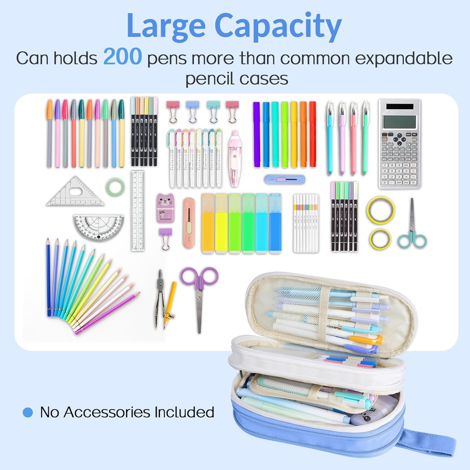 Custom Logo Large Pencil Case Expandable Bag with 5 Compartments Private Label Big Capacity Canvas Pencil Pouch Organizer Zipper Portable Stationery Pen Bag School Supplies Supplier for Teen Girls