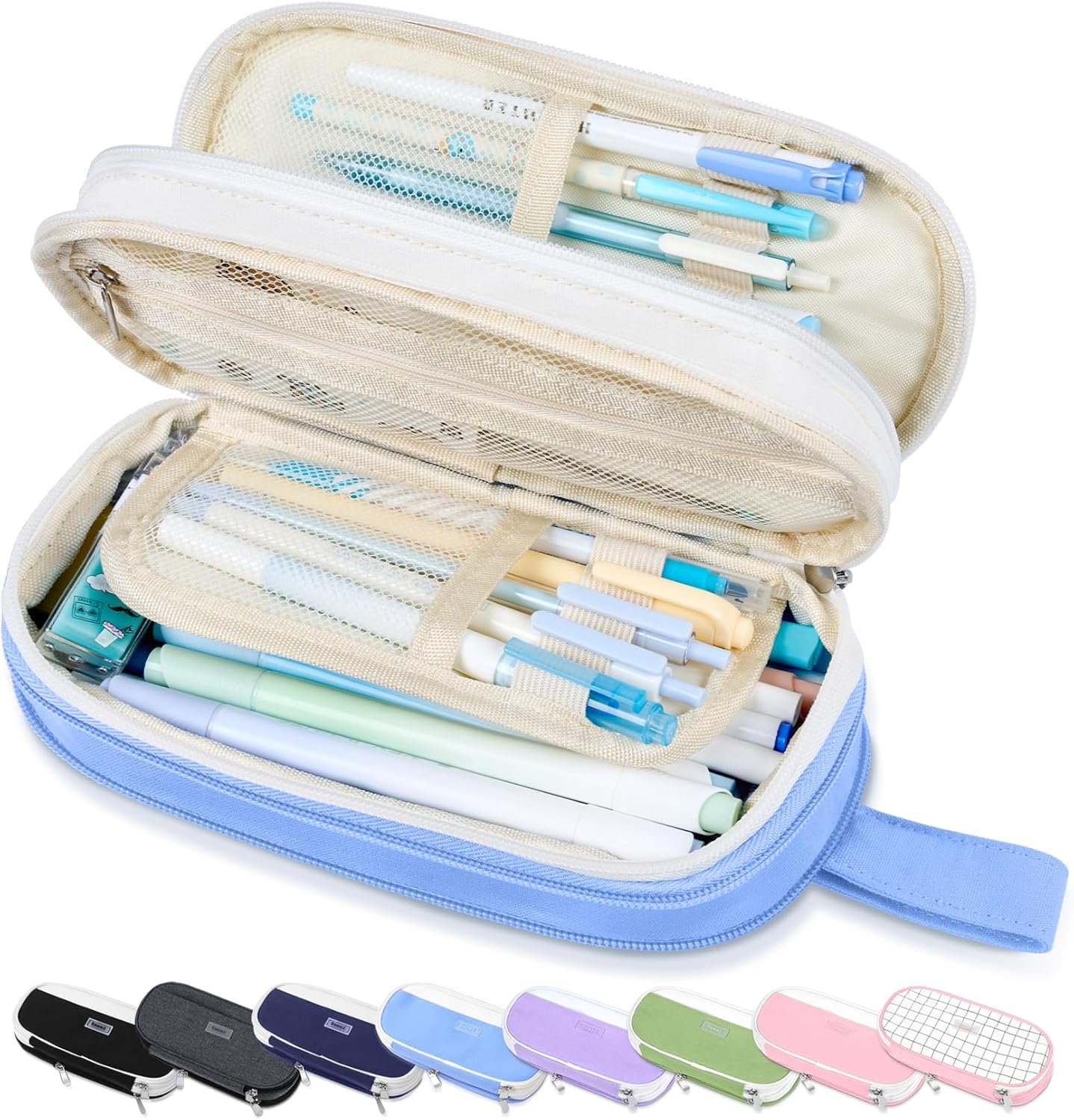 Custom Logo Large Pencil Case Expandable Bag with 5 Compartments Private Label Big Capacity Canvas Pencil Pouch Organizer Zipper Portable Stationery Pen Bag School Supplies Supplier for Teen Girls