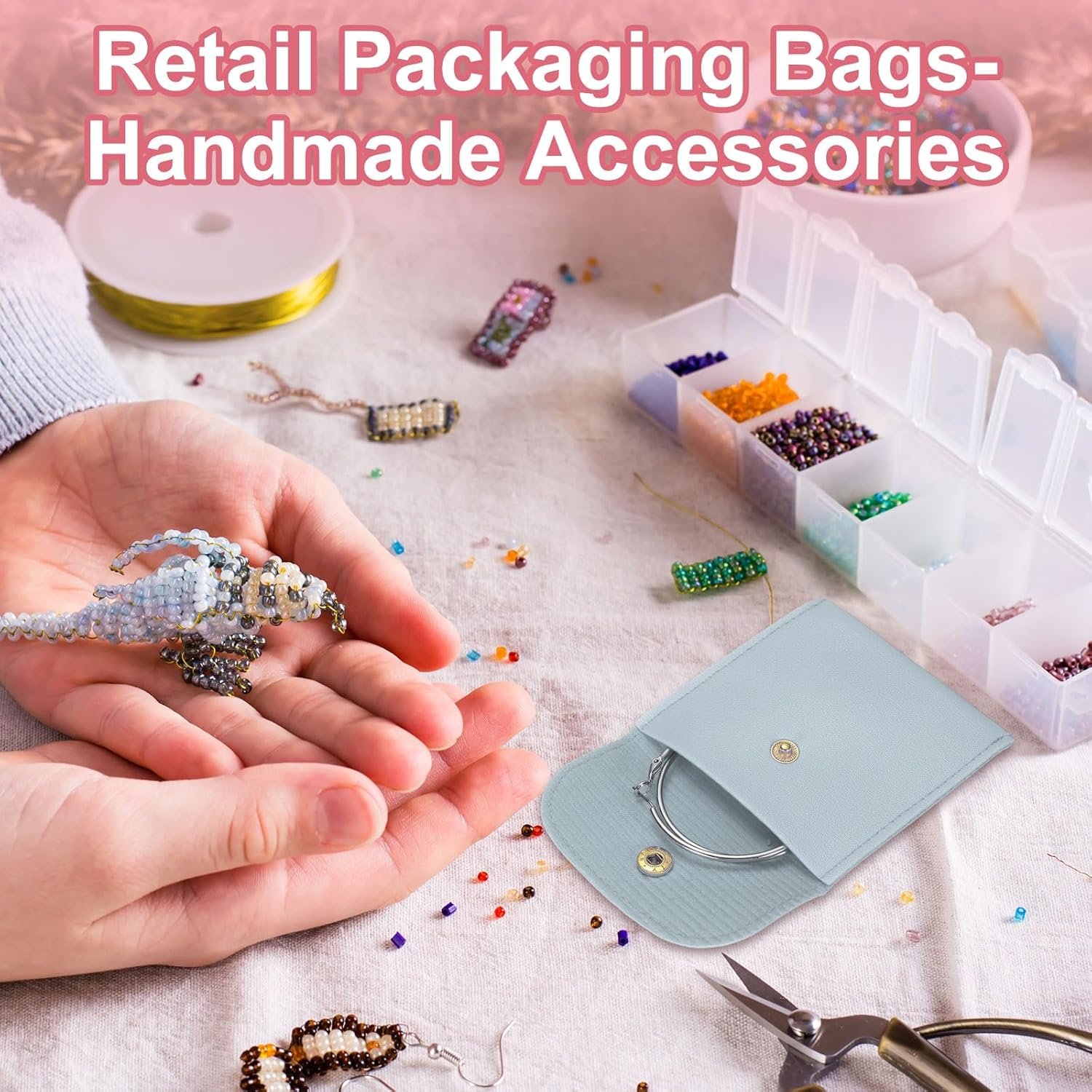 Custom Logo 6 Pcs 8 Inch PU Leather Mini Jewelry Pouches Private Label Soft Storage Bags for Rings Necklace Bracelet Travel Blue from Manufacturer