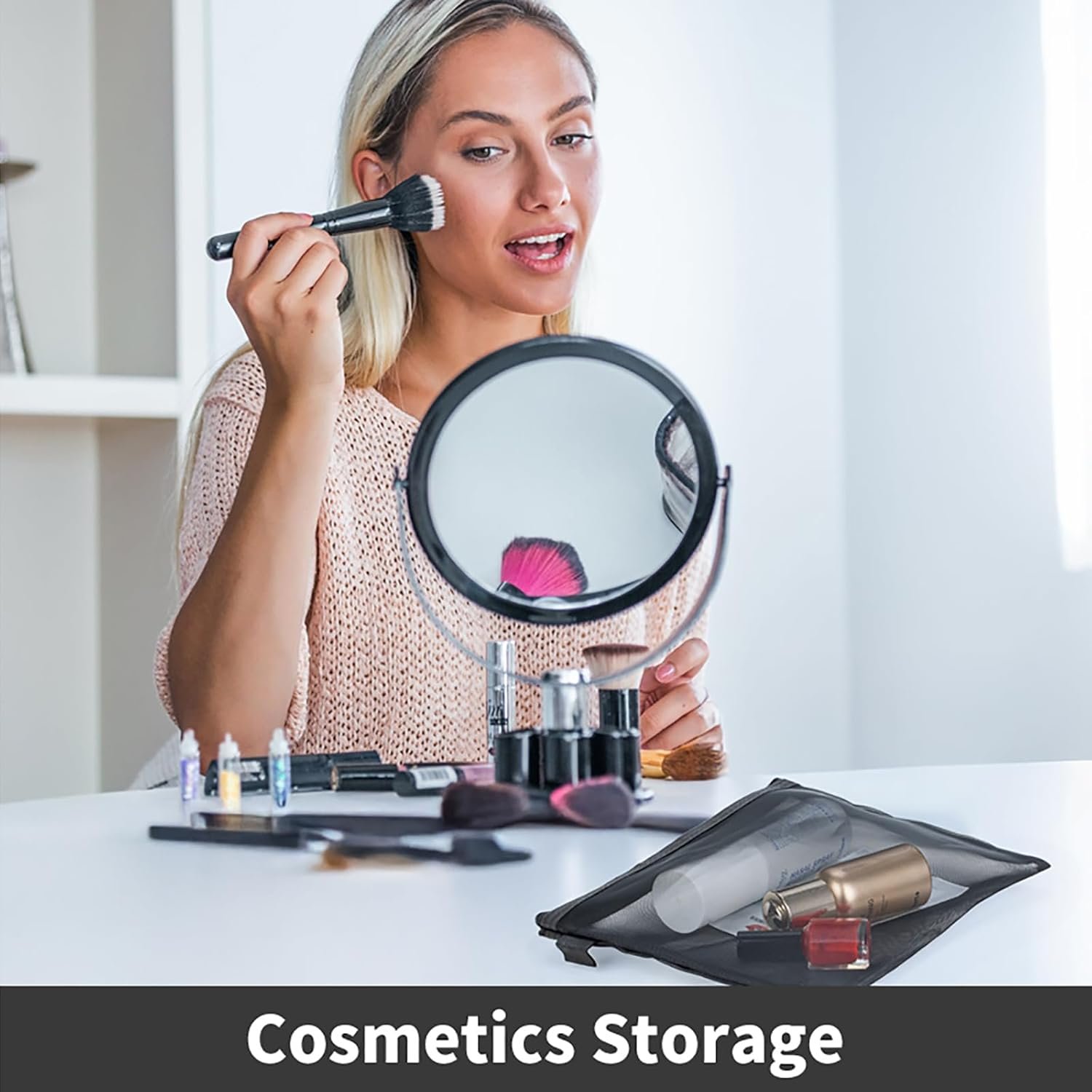 Custom Logo 10 Pieces Nylon Zipper Mesh Pouches - Private Label Cosmetic Zipper Bags for Organizing Storage Puzzles Board Games Multipurpose Travel and Office Supplies from Manufacturer (Black)