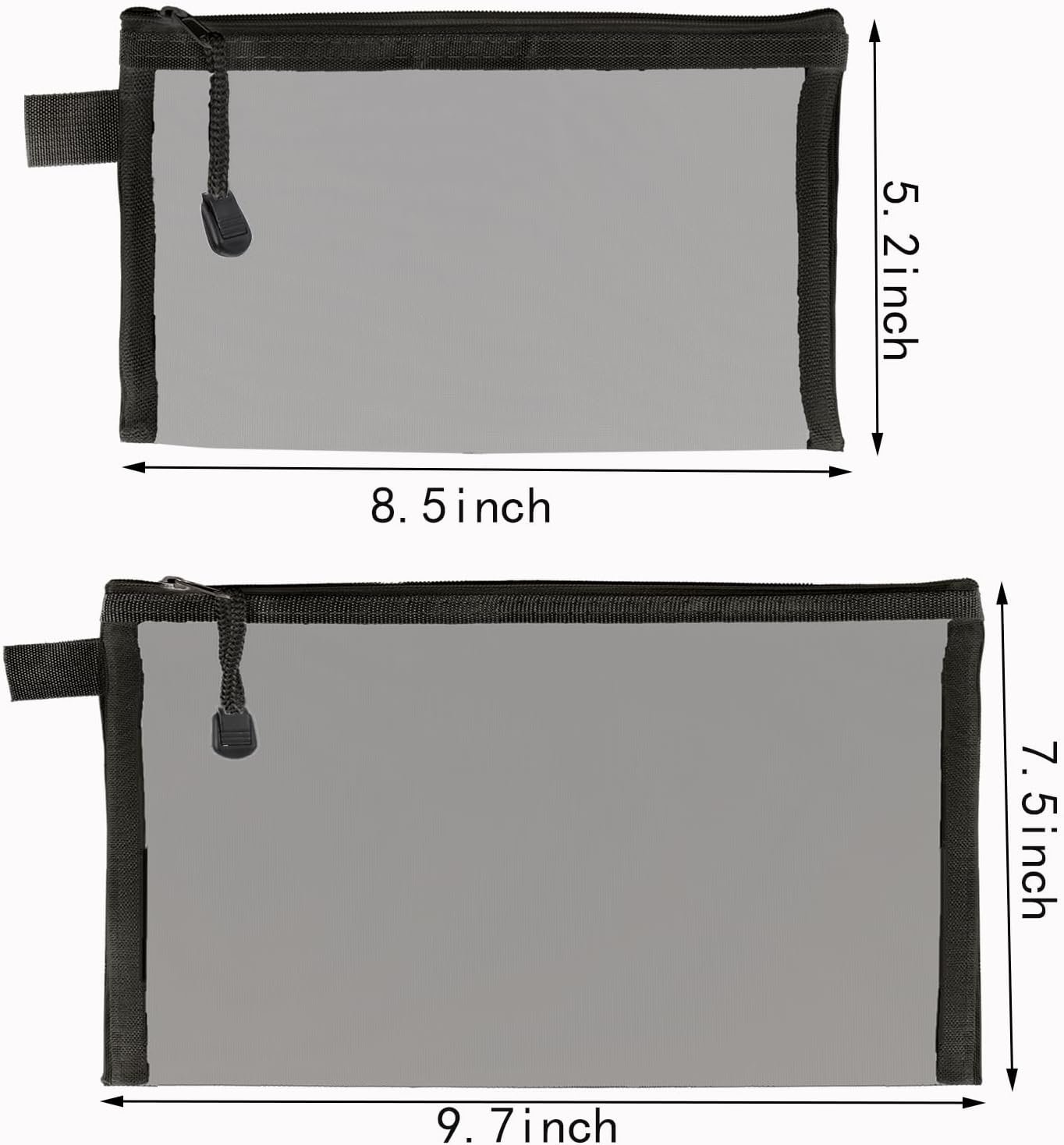 Custom Logo 10 Pieces Nylon Zipper Mesh Pouches - Private Label Cosmetic Zipper Bags for Organizing Storage Puzzles Board Games Multipurpose Travel and Office Supplies from Manufacturer (Black)