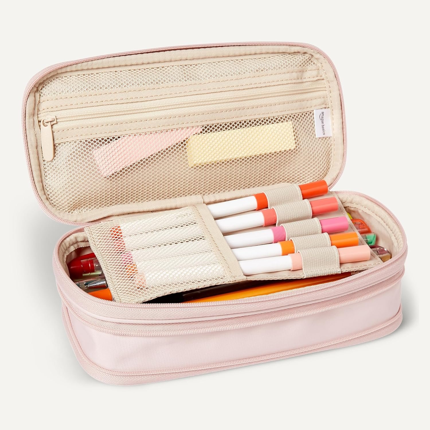 Private Label Large Capacity Pencil Case with Custom Logo Durable Zipper Multi-Compartment Rose Mild Factory