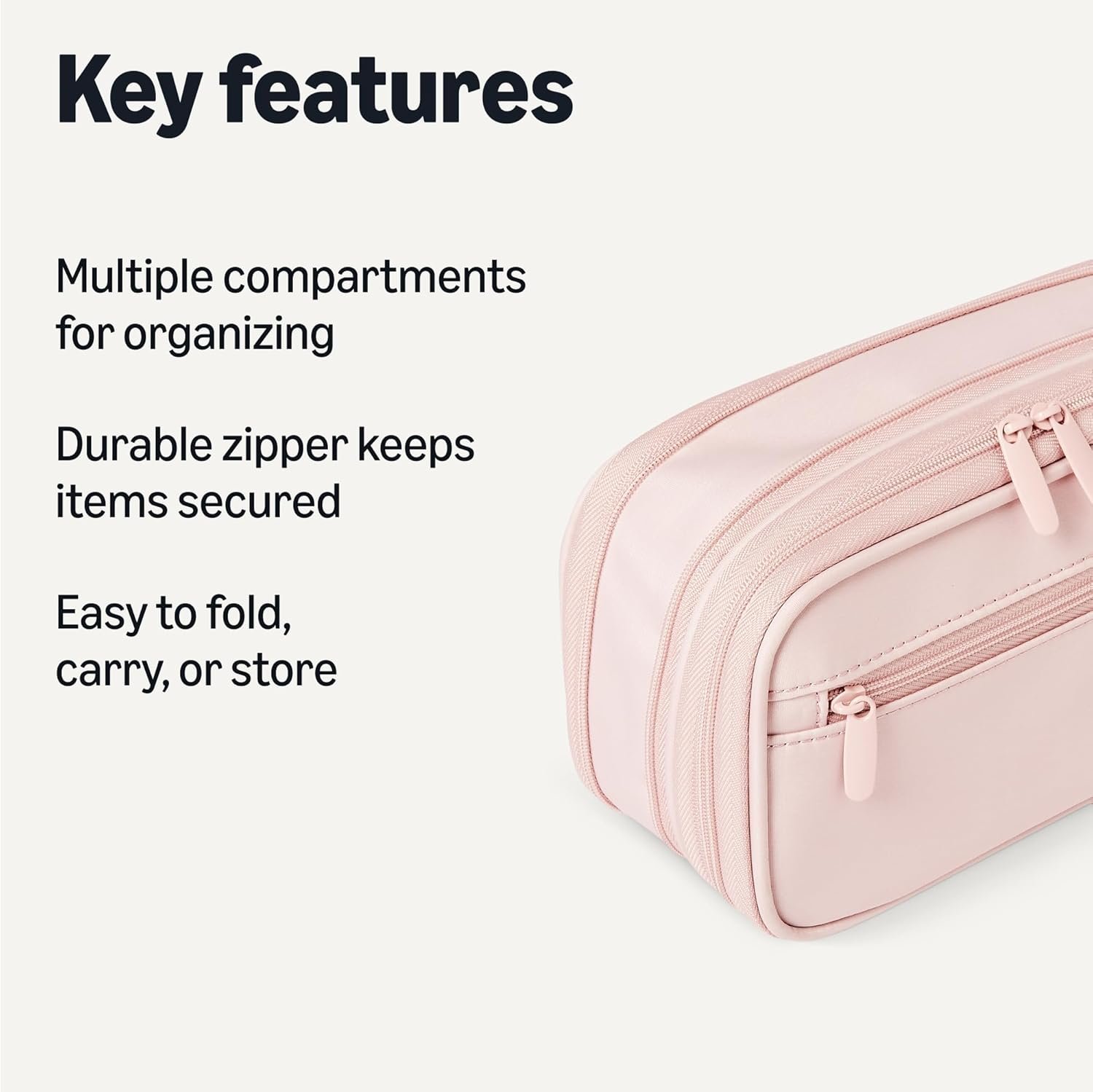 Private Label Large Capacity Pencil Case with Custom Logo Durable Zipper Multi-Compartment Rose Mild Factory