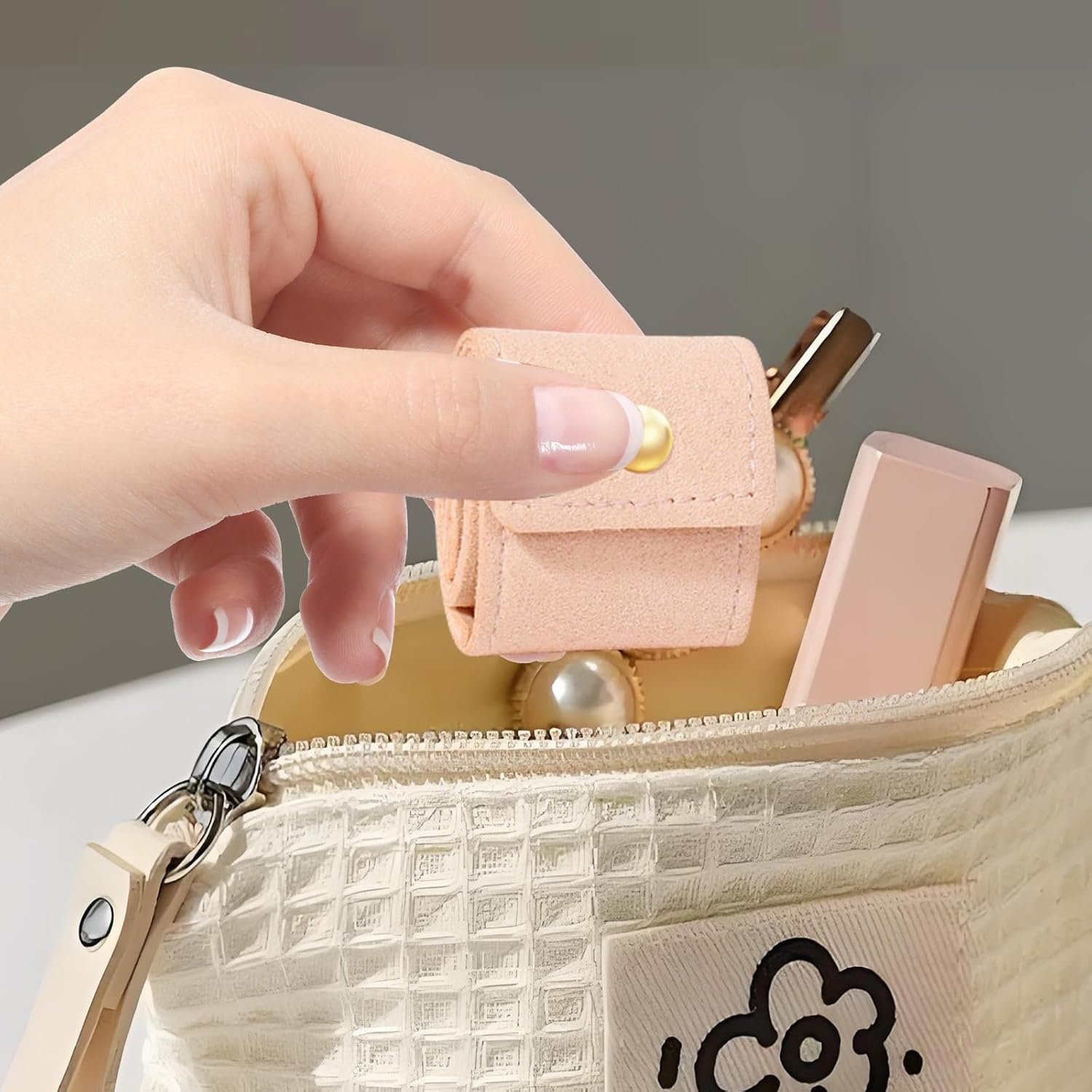 Custom Logo 3Pcs Mini Leather Travel Jewelry Organizer Foldable Pouch for Necklaces Rings Earrings Private Label Compact Case with Buckle Women Travel Accessories Manufacturer Beige Pink Gray