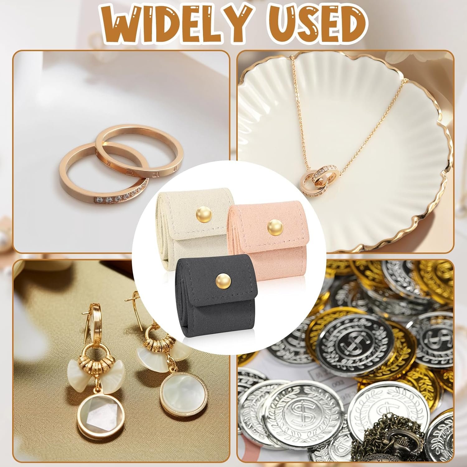 Custom Logo 3Pcs Mini Leather Travel Jewelry Organizer Foldable Pouch for Necklaces Rings Earrings Private Label Compact Case with Buckle Women Travel Accessories Manufacturer Beige Pink Gray