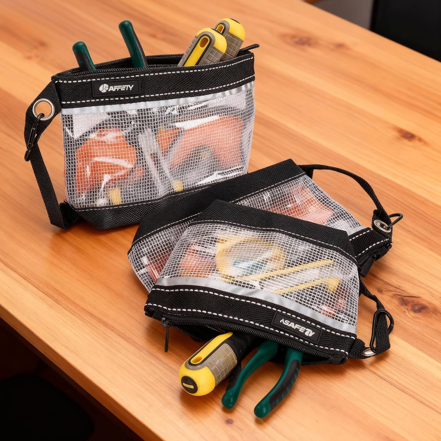 Private Label 3 Pack Custom Logo Waterproof Clear Small Zipper Tool Pouch Bags with Carabiner and Handle Strap Manufacturer