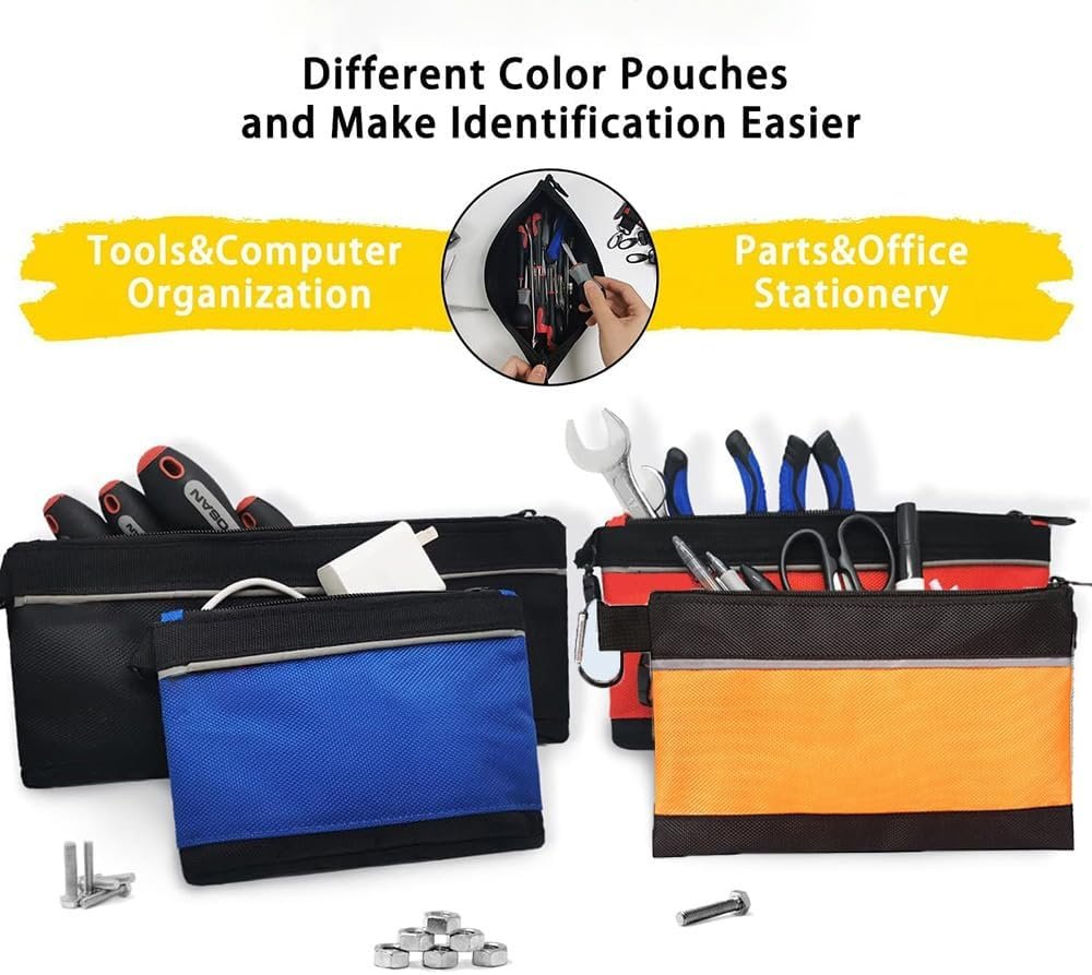 Custom Logo 4 Pack Small Tool Pouches with Zipper Private Label Waterproof Heavy Duty Multipurpose Storage Organizers Manufacturer